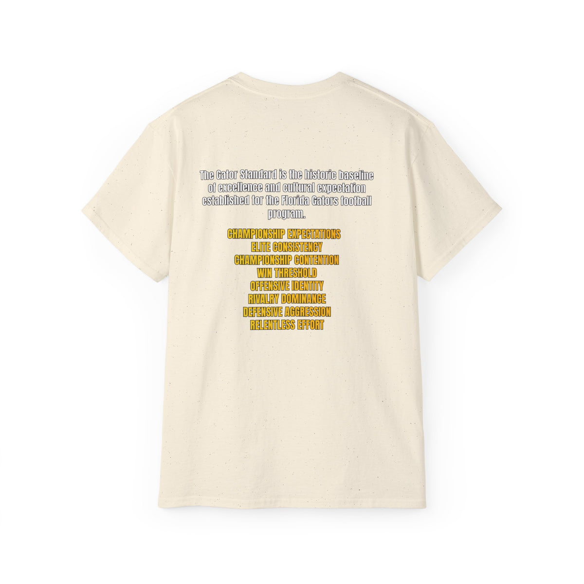 Unisex Gator Standard Shirt White and Yellow Letters on back