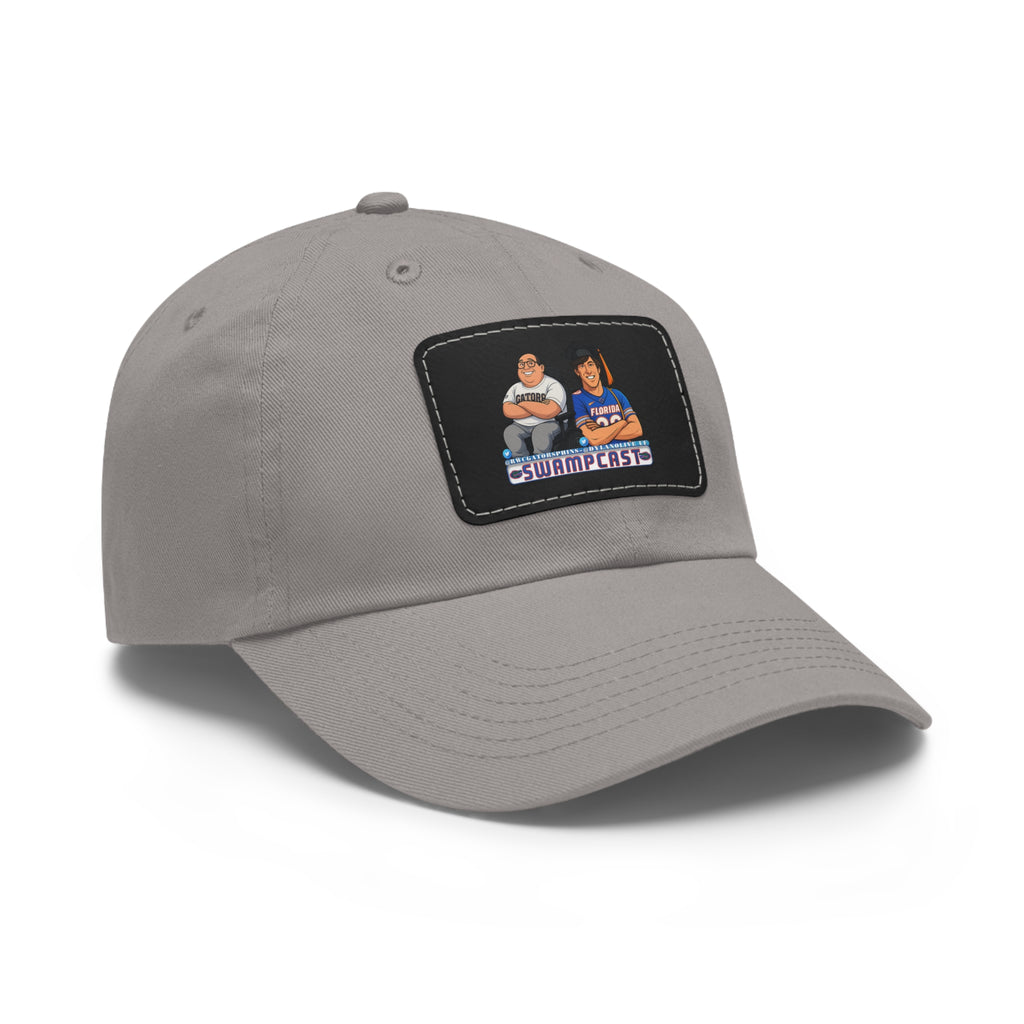 Swampcasts Leather Patch Dad Hat – Retro Sports Podcast Logo Cap