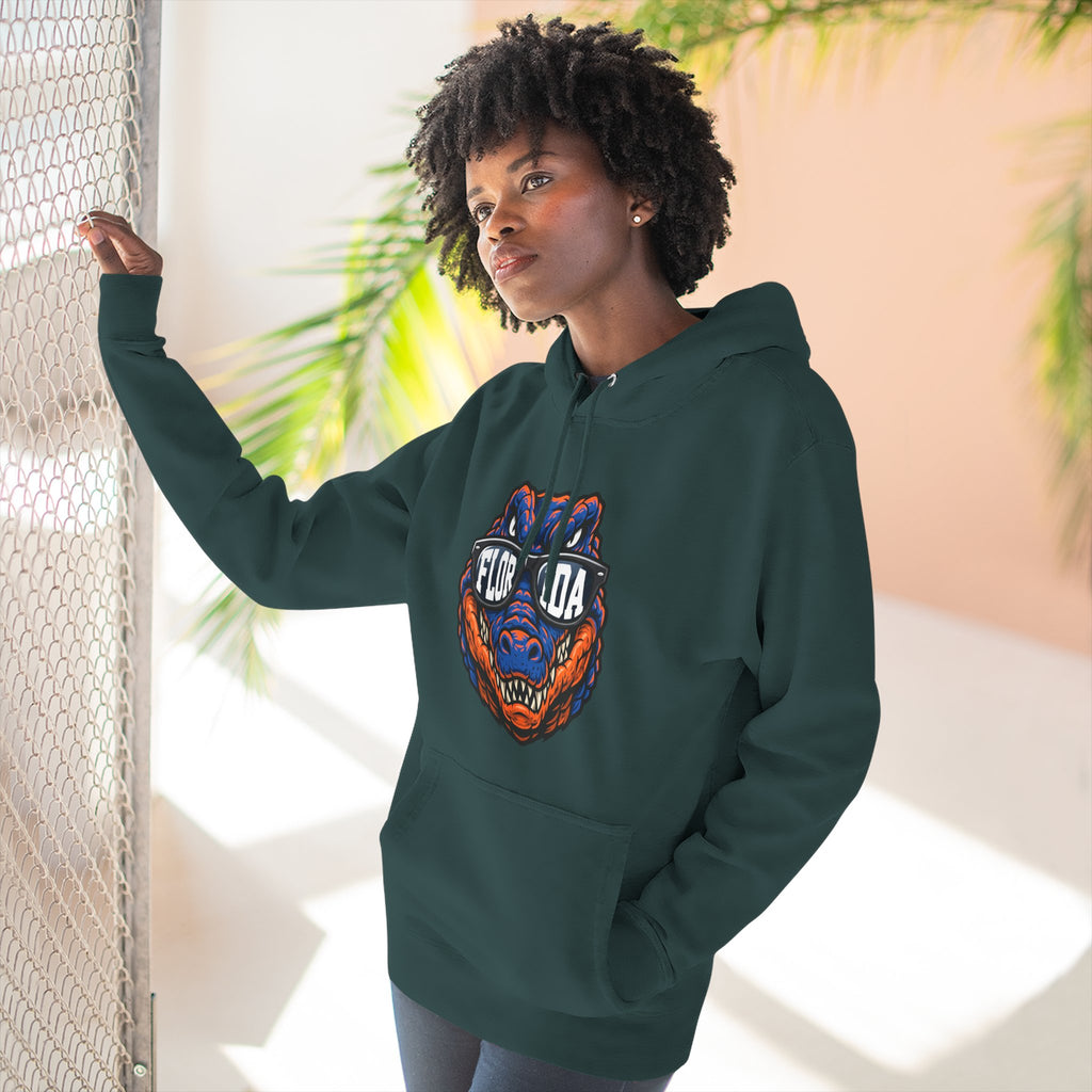 Florida Gator Face Hoodie - "In All Kinds of Weather" Graphic Fleece Pullover