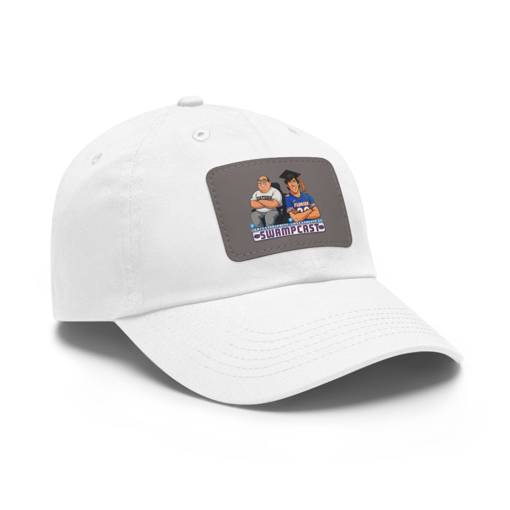Swampcasts Leather Patch Dad Hat – Retro Sports Podcast Logo Cap