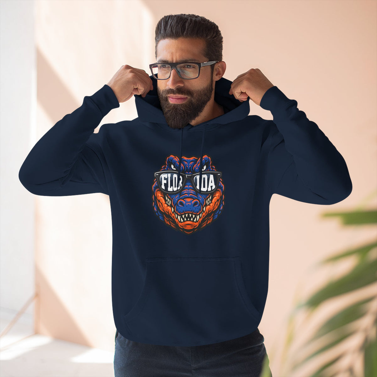 Florida Gator Face Hoodie - "In All Kinds of Weather" Graphic Fleece Pullover