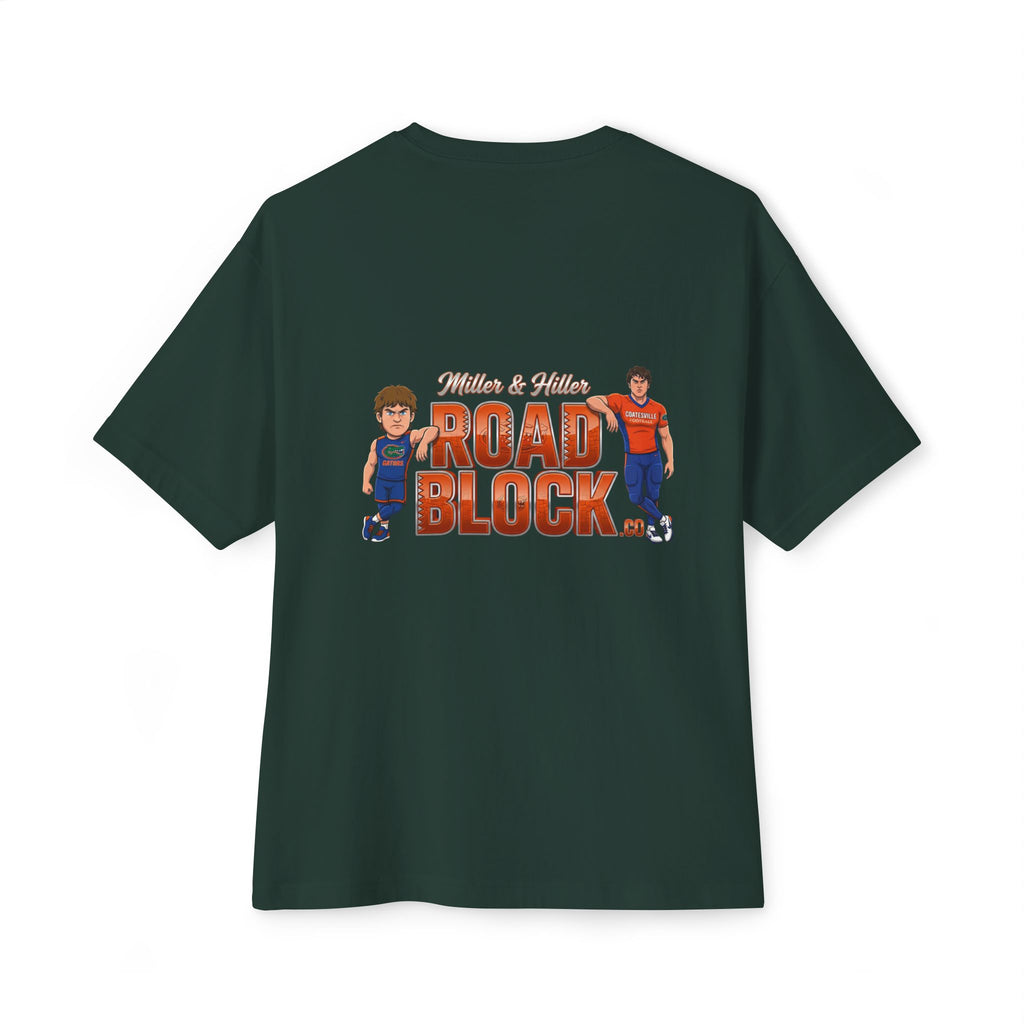 Roadblock Graphic Tee — 'Road Block' Cartoon Soccer Players Chest & Back Print