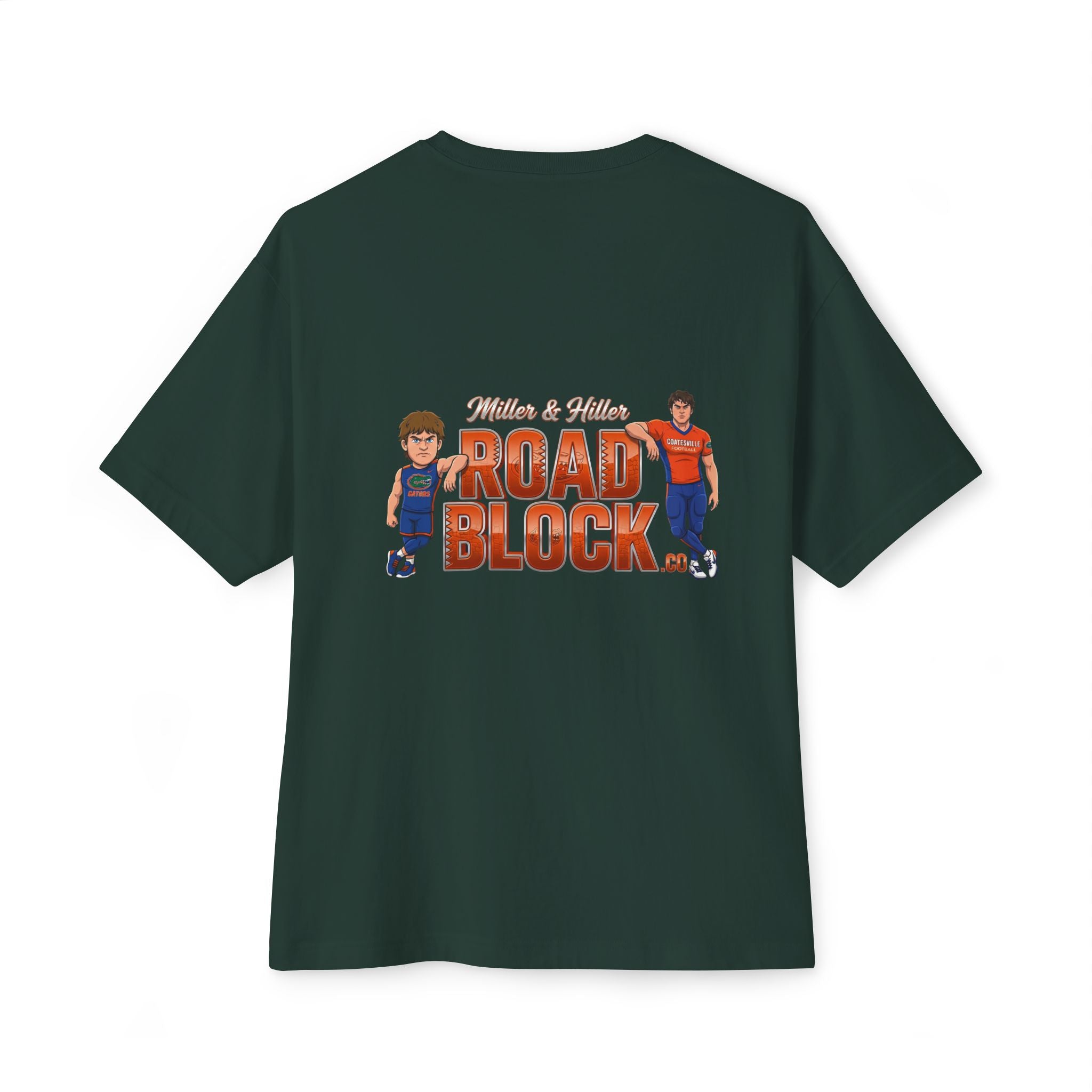 Roadblock Graphic Tee — 'Road Block' Cartoon Soccer Players Chest & Back Print