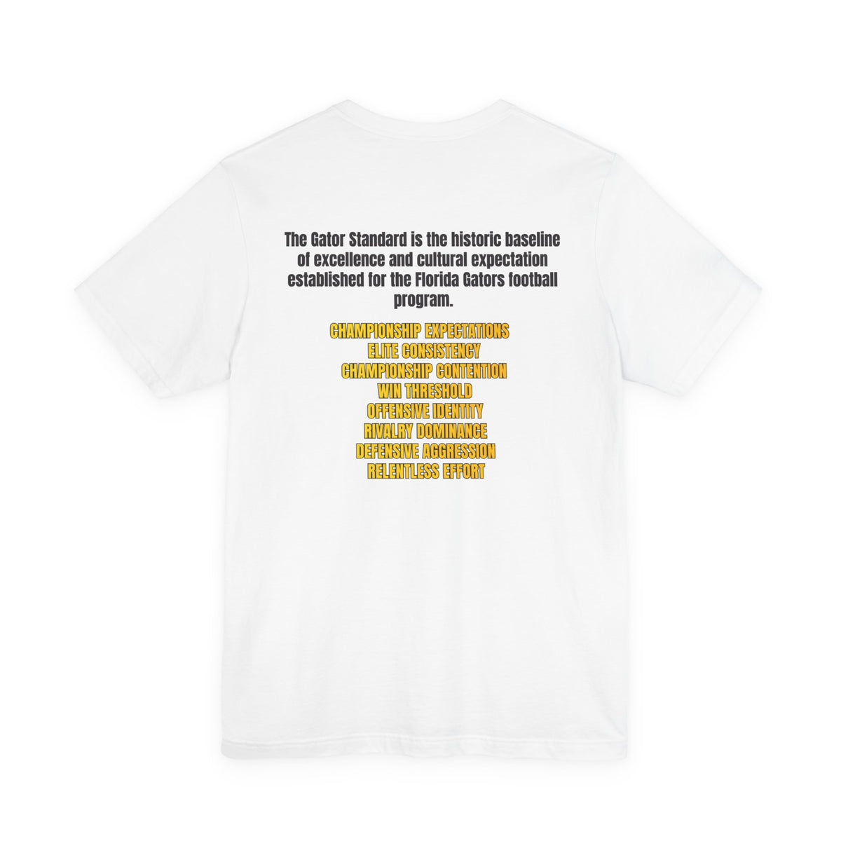 Gator Standard Unisex Shirt Black  and Yellow GS letters on back