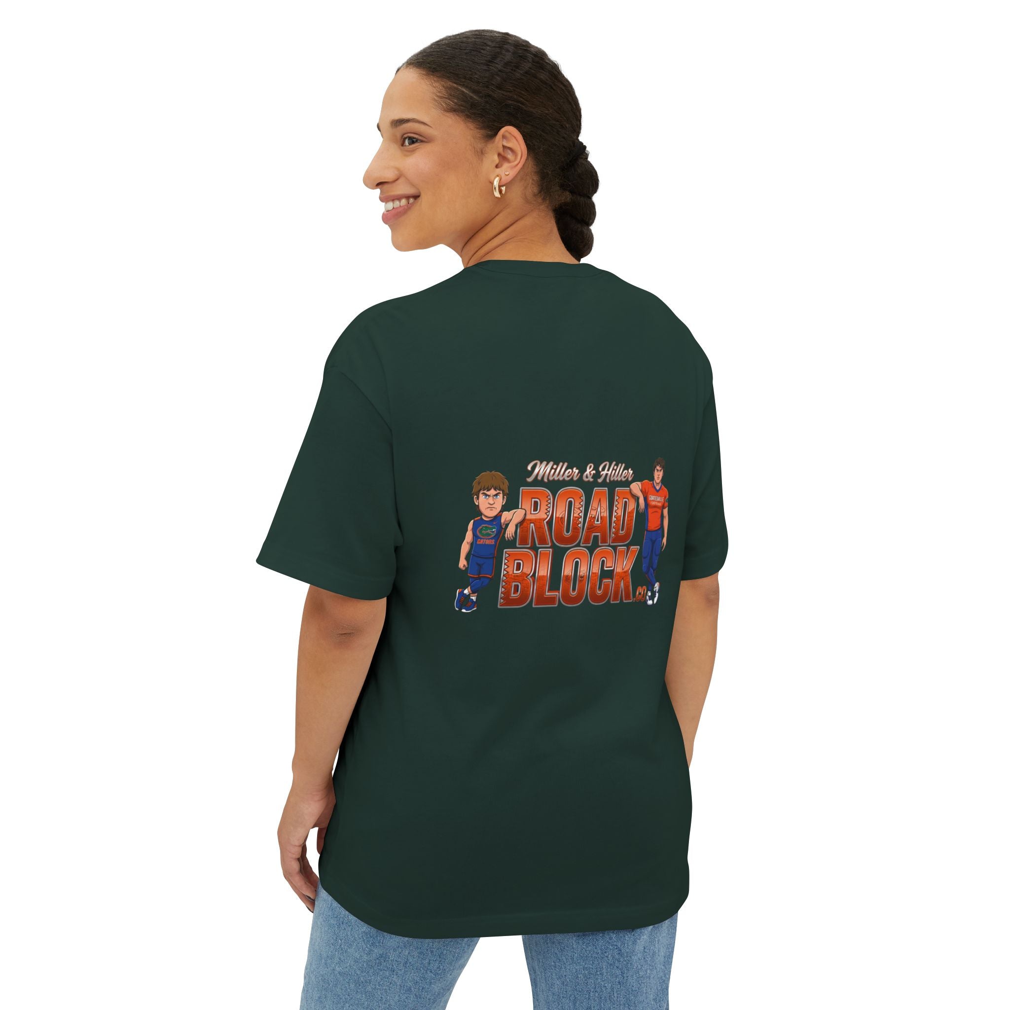 Roadblock Graphic Tee — 'Road Block' Cartoon Soccer Players Chest & Back Print