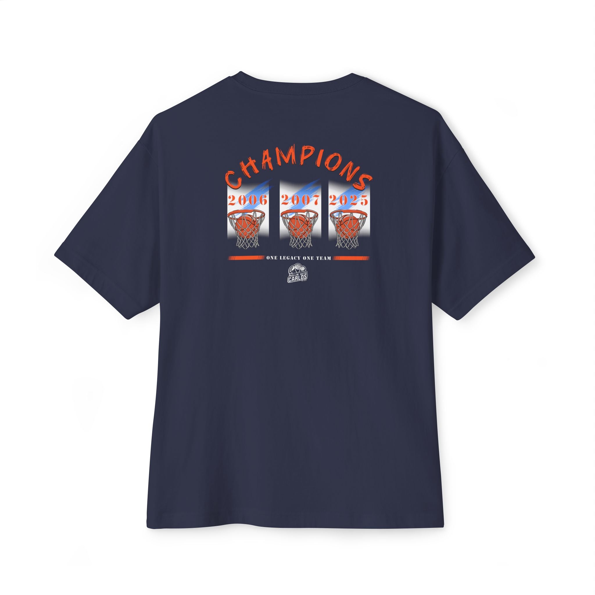 Champions Retro Basketball Tee — 'Champions' Back Graphic, Mini Front Logo