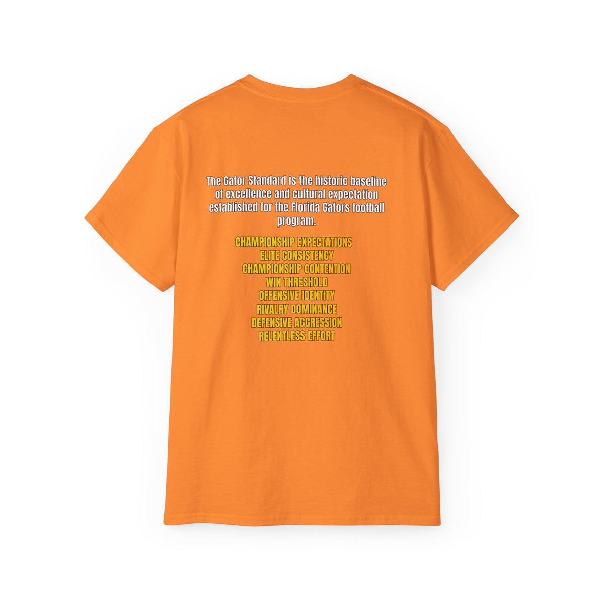 Unisex Gator Standard Shirt White and Yellow Letters on back