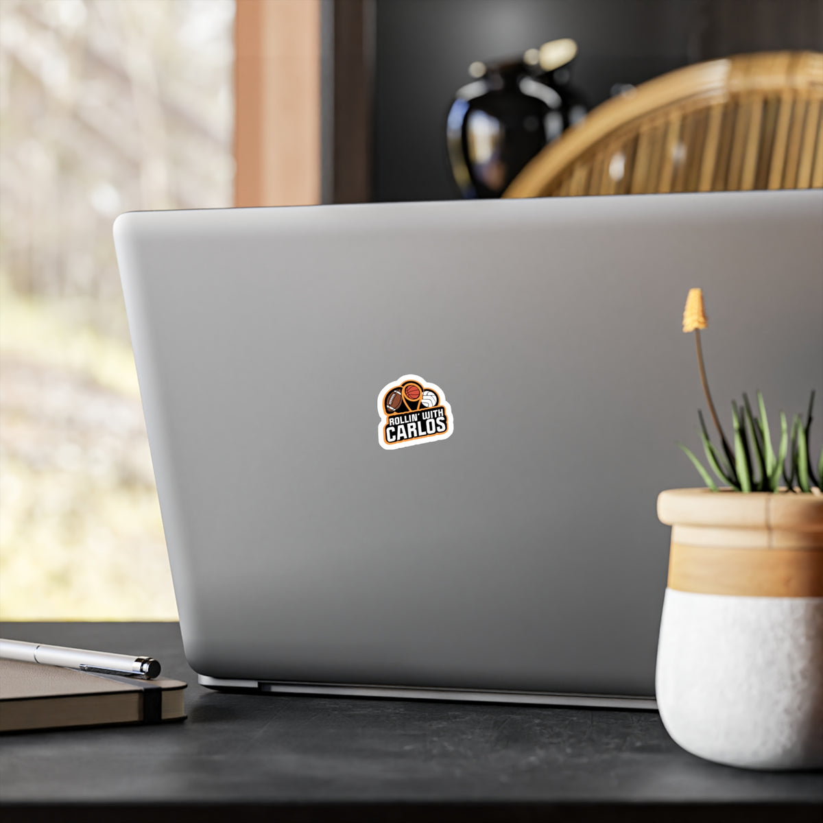 Sports Logo Vinyl Sticker — "Rollin' With Carlos" (Football, Basketball & Volleyball)