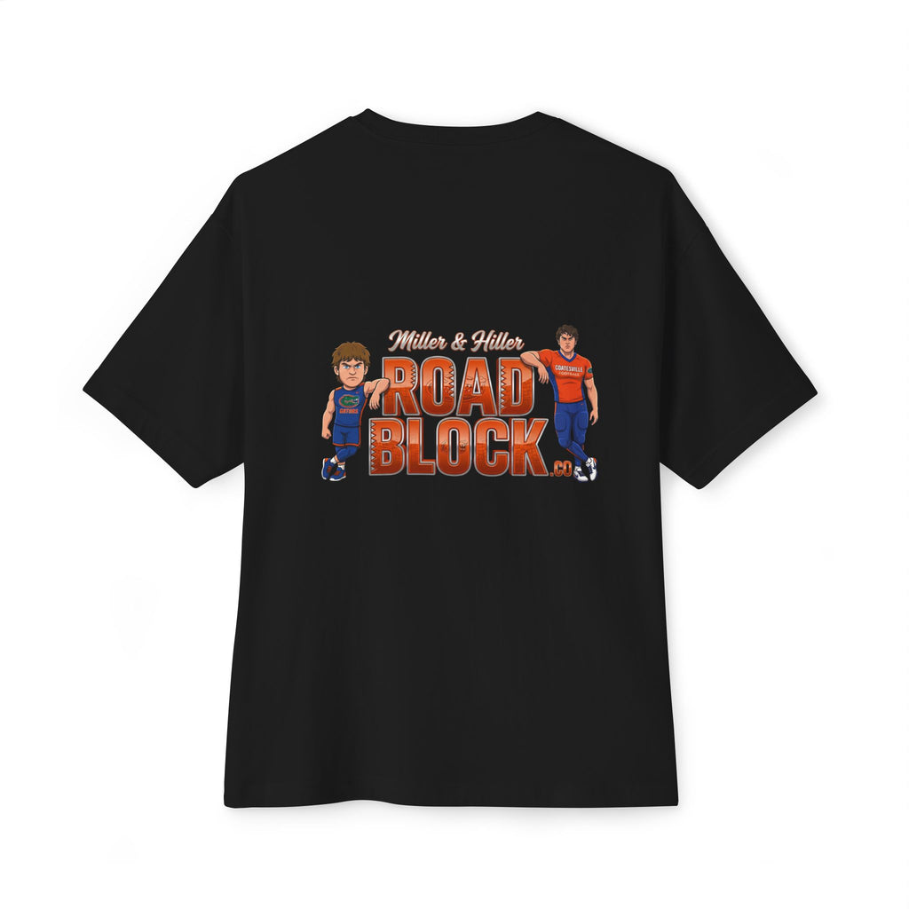 Roadblock Graphic Tee — 'Road Block' Cartoon Soccer Players Chest & Back Print