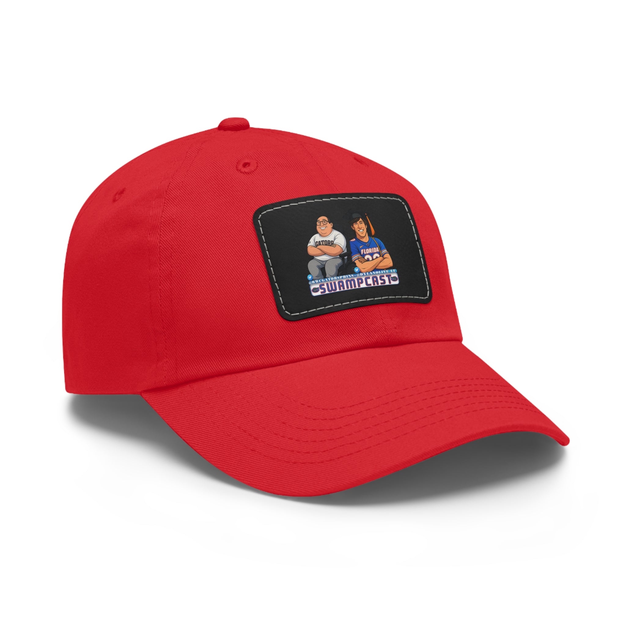 Swampcasts Leather Patch Dad Hat – Retro Sports Podcast Logo Cap