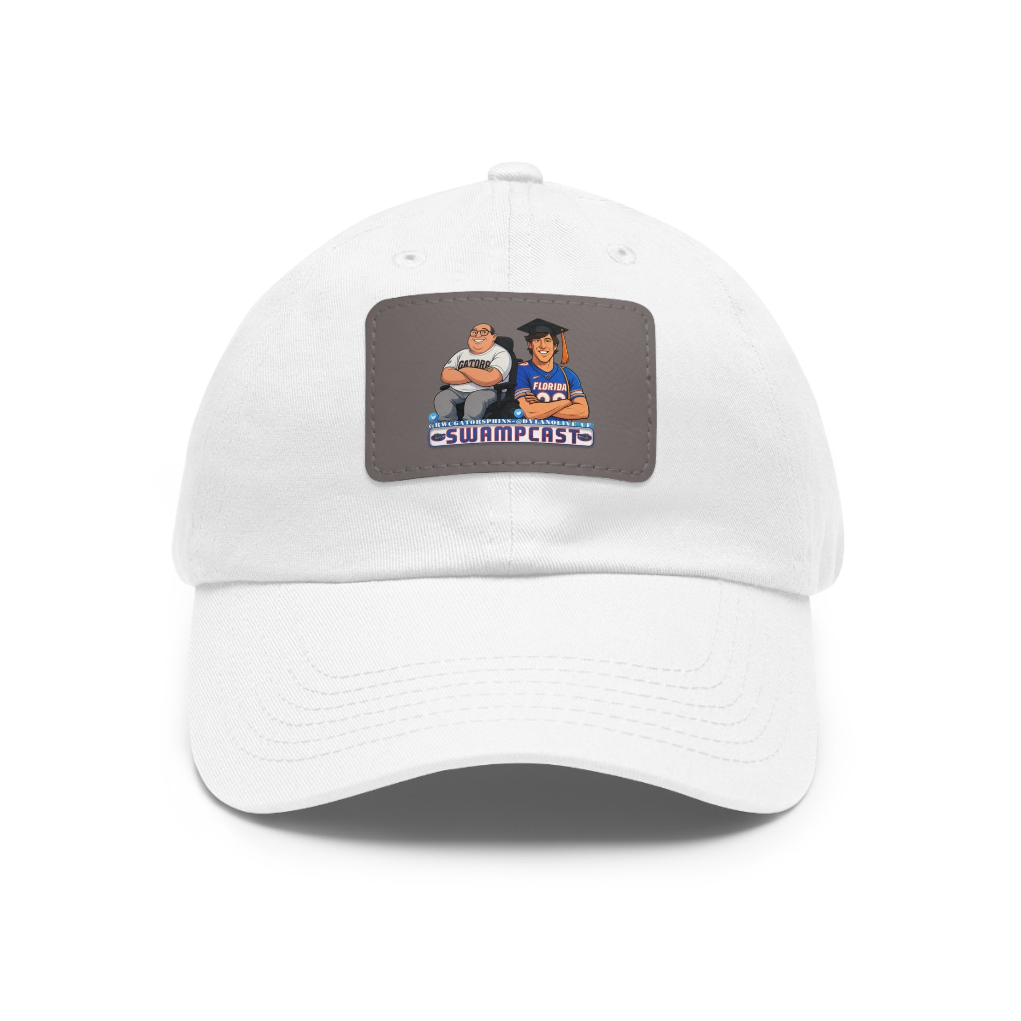 Swampcasts Leather Patch Dad Hat – Retro Sports Podcast Logo Cap