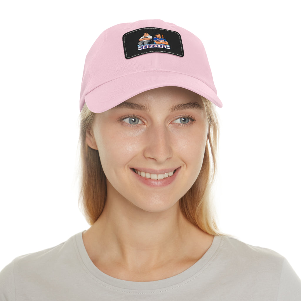 Swampcasts Leather Patch Dad Hat – Retro Sports Podcast Logo Cap