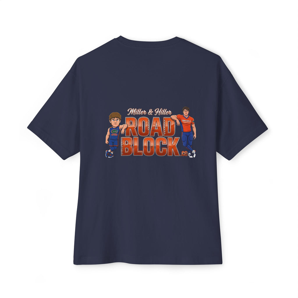 Roadblock Graphic Tee — 'Road Block' Cartoon Soccer Players Chest & Back Print