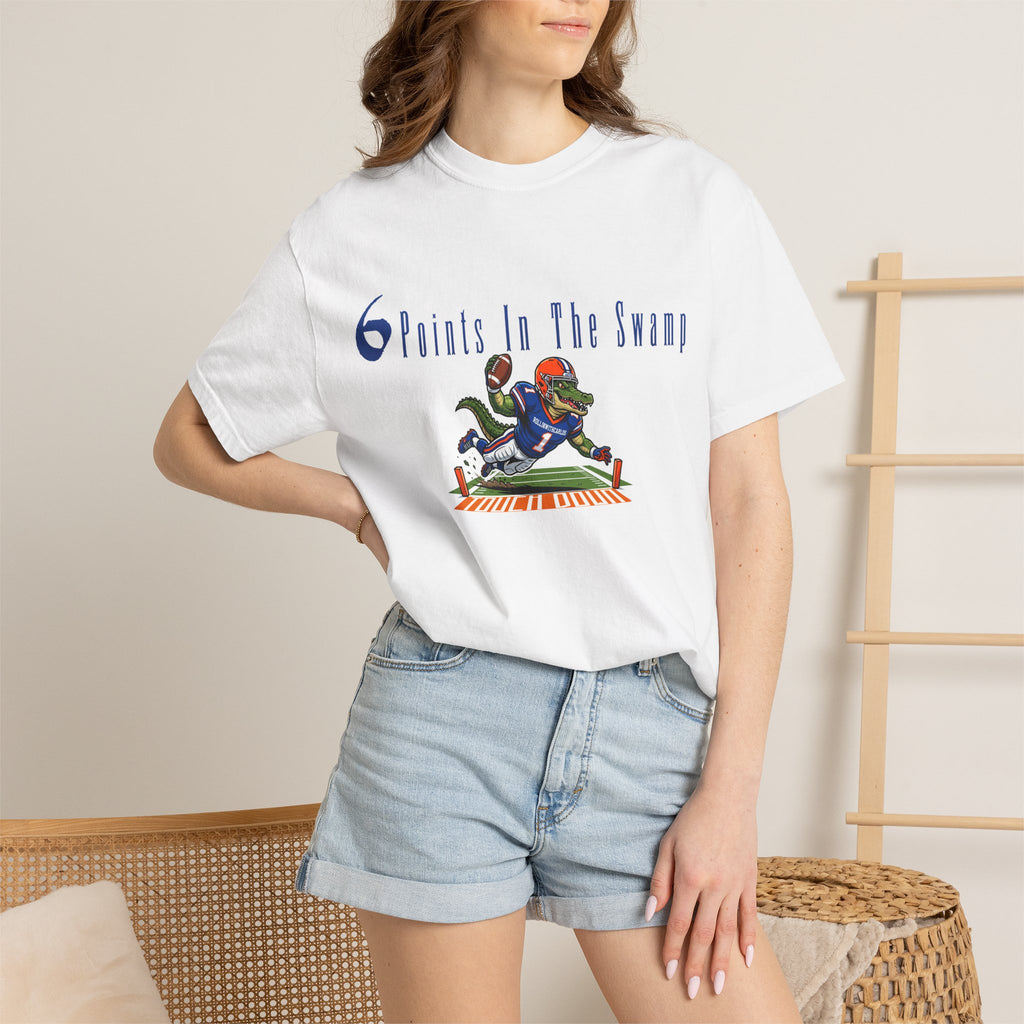 T-Shirt — "6 Points in the Swamp" Football Gator Graphic