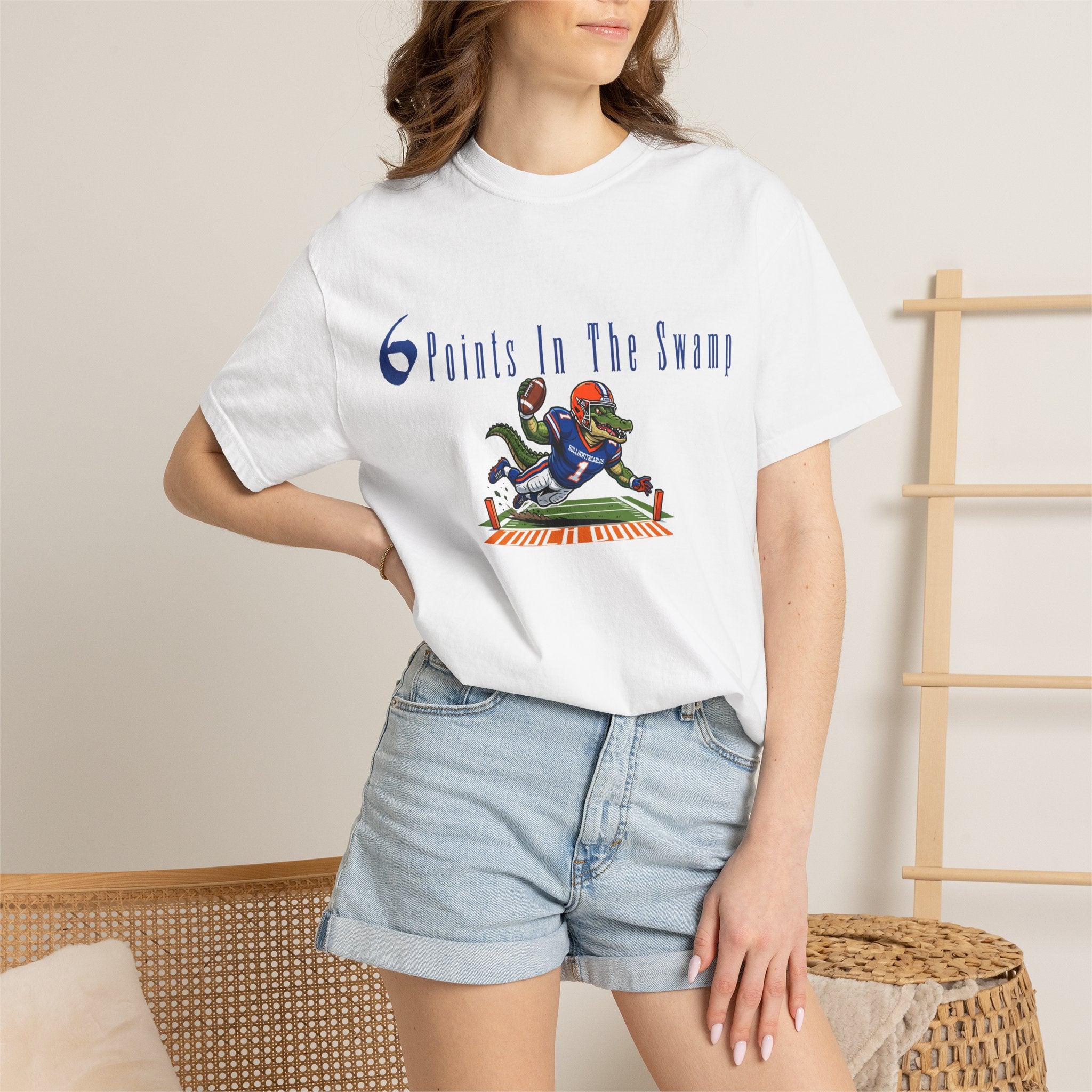 T-Shirt — "6 Points in the Swamp" Football Gator Graphic