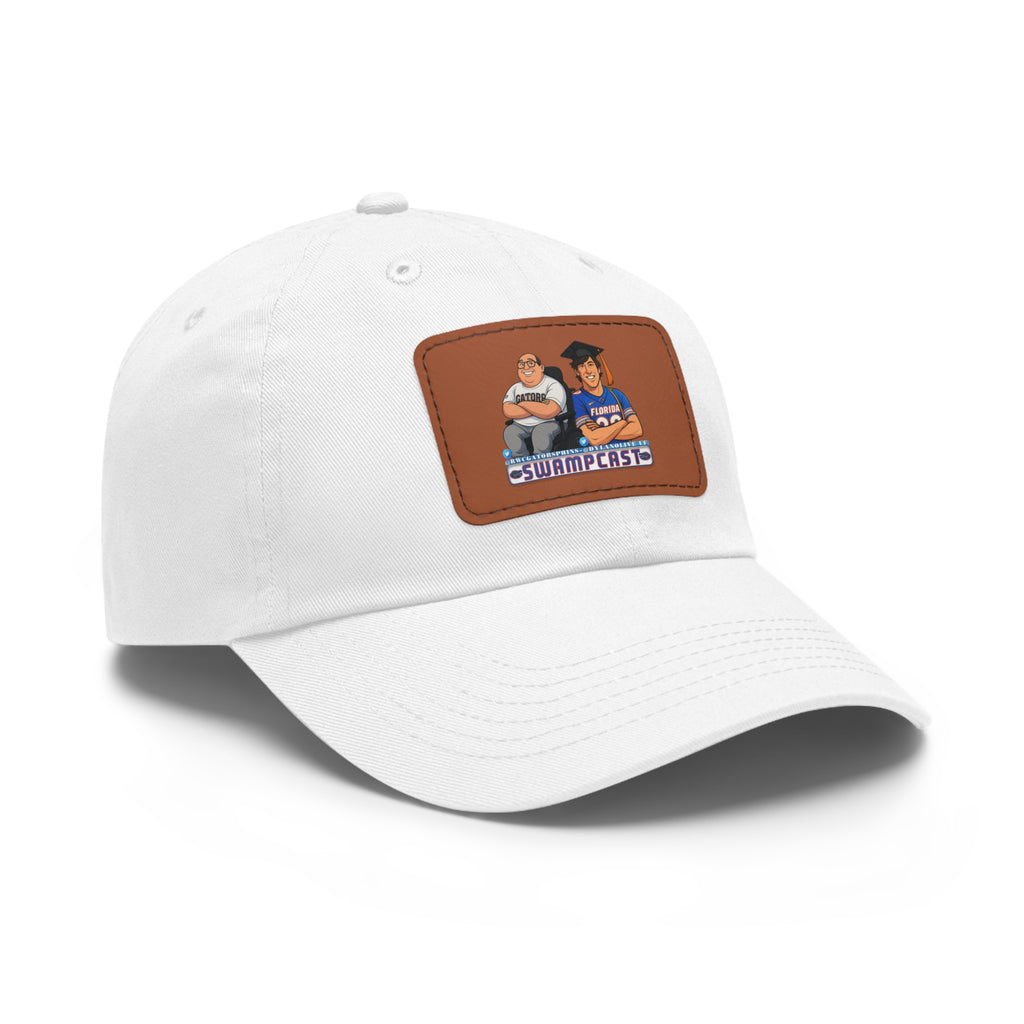 Swampcasts Leather Patch Dad Hat – Retro Sports Podcast Logo Cap