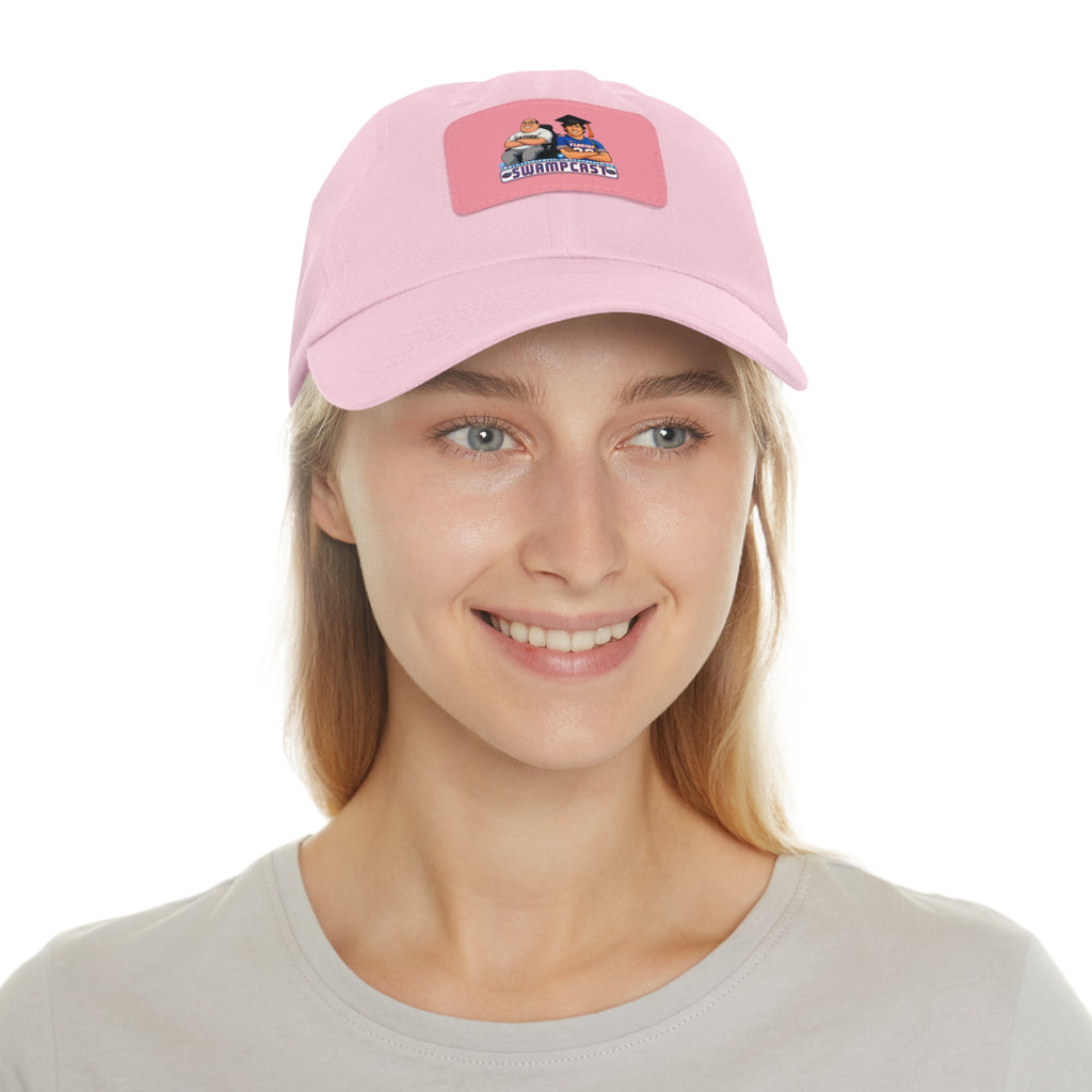 Swampcasts Leather Patch Dad Hat – Retro Sports Podcast Logo Cap