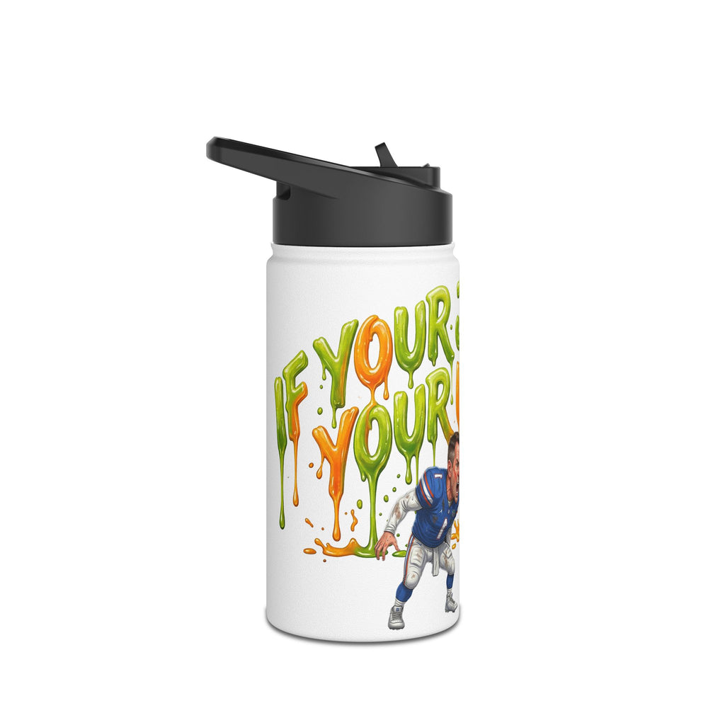 Stainless Steel Water Bottle — "Pour Juice On Yourself" Football Cartoon Insulated Bottle
