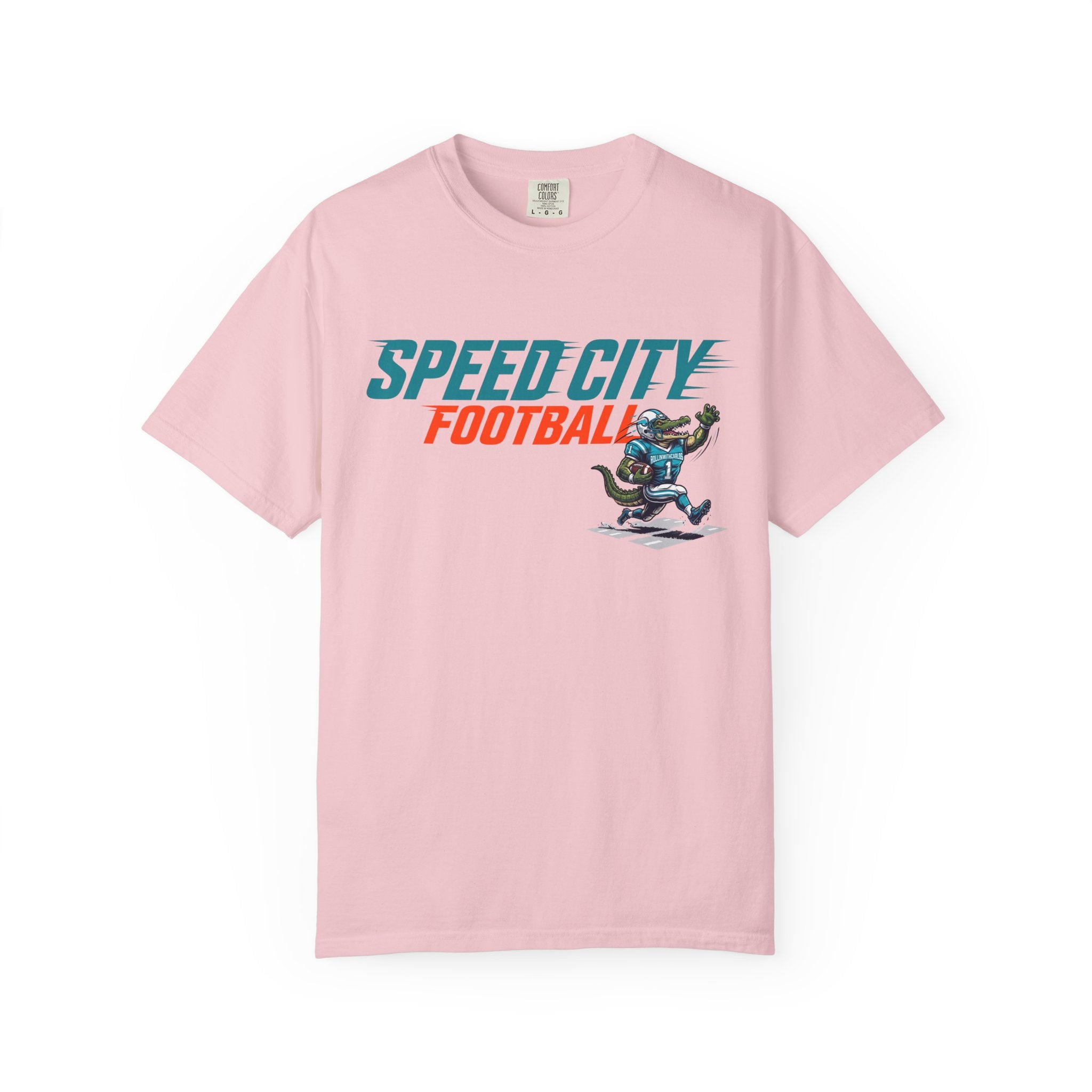 phins Speed City Football T-Shirt — Retro Mascot Football Tee