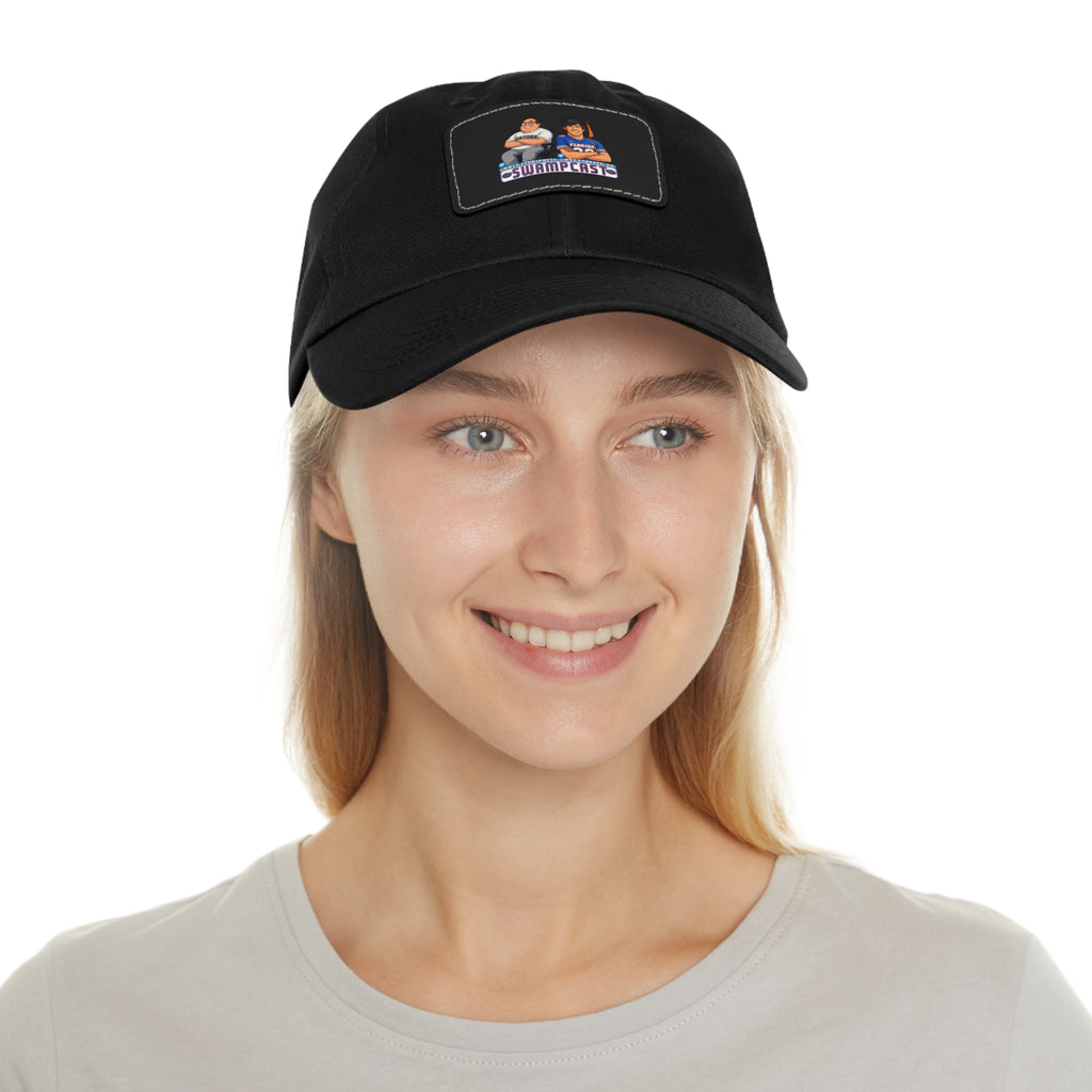 Swampcasts Leather Patch Dad Hat – Retro Sports Podcast Logo Cap