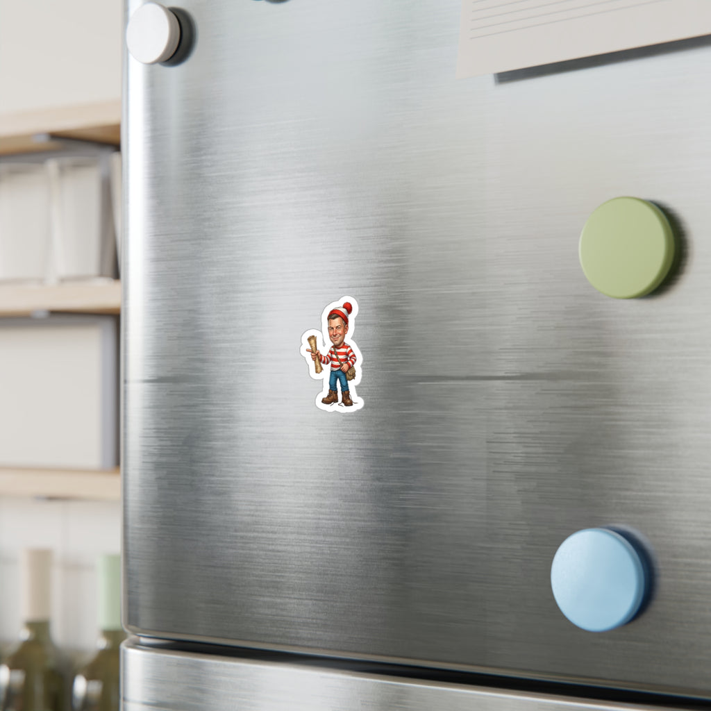 Kiss-Cut Vinyl Decal — Vintage Striped Elf Character Sticker