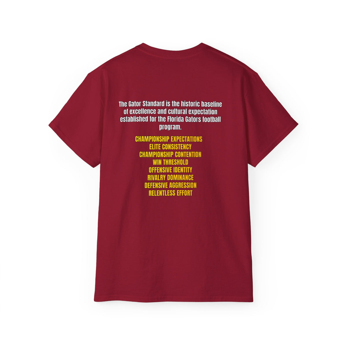 Unisex Gator Standard Shirt White and Yellow Letters on back