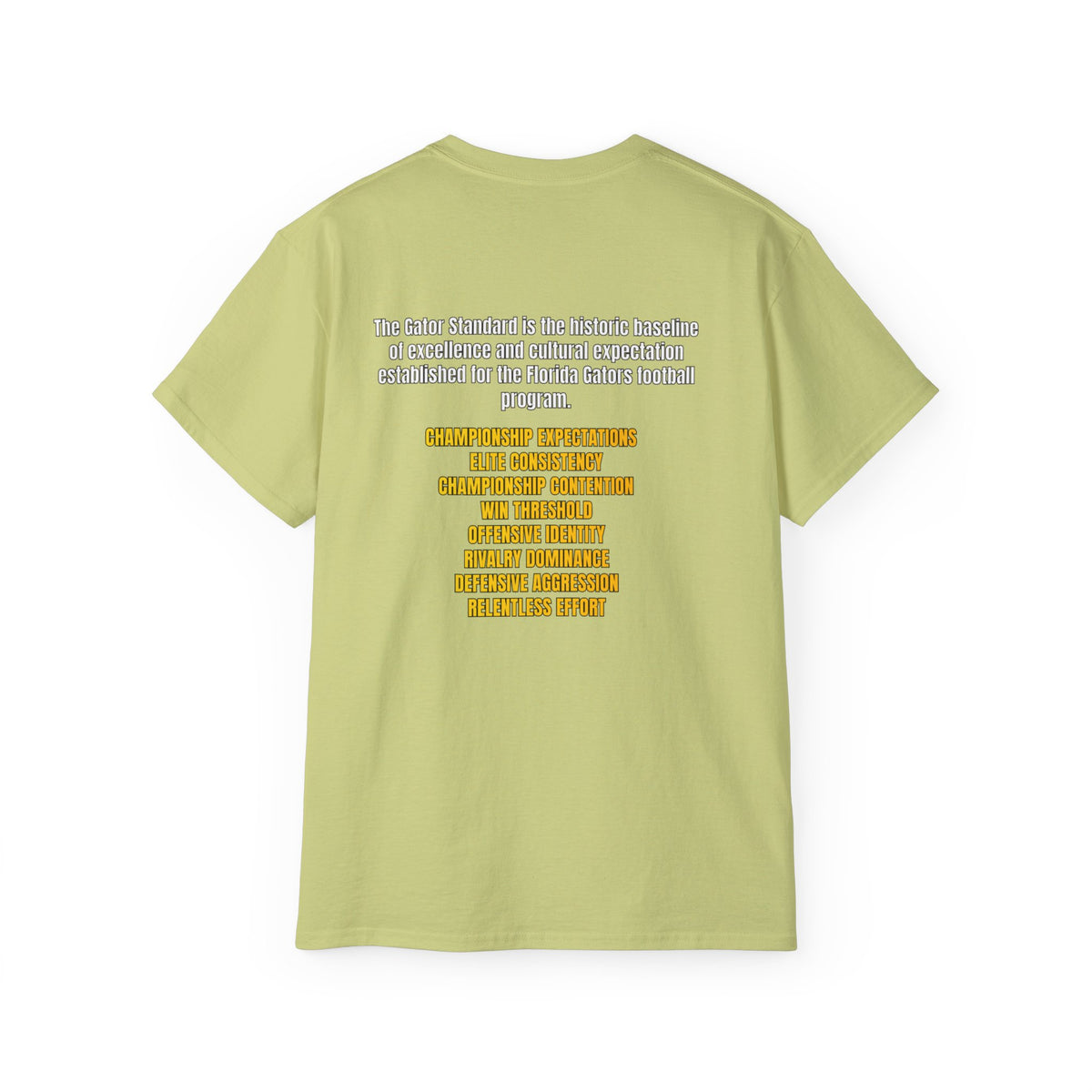 Unisex Gator Standard Shirt White and Yellow Letters on back