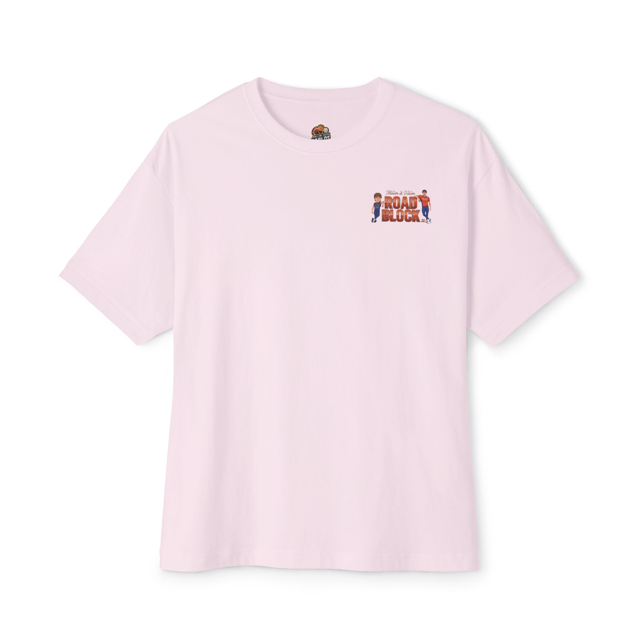 Roadblock Graphic Tee — 'Road Block' Cartoon Soccer Players Chest & Back Print