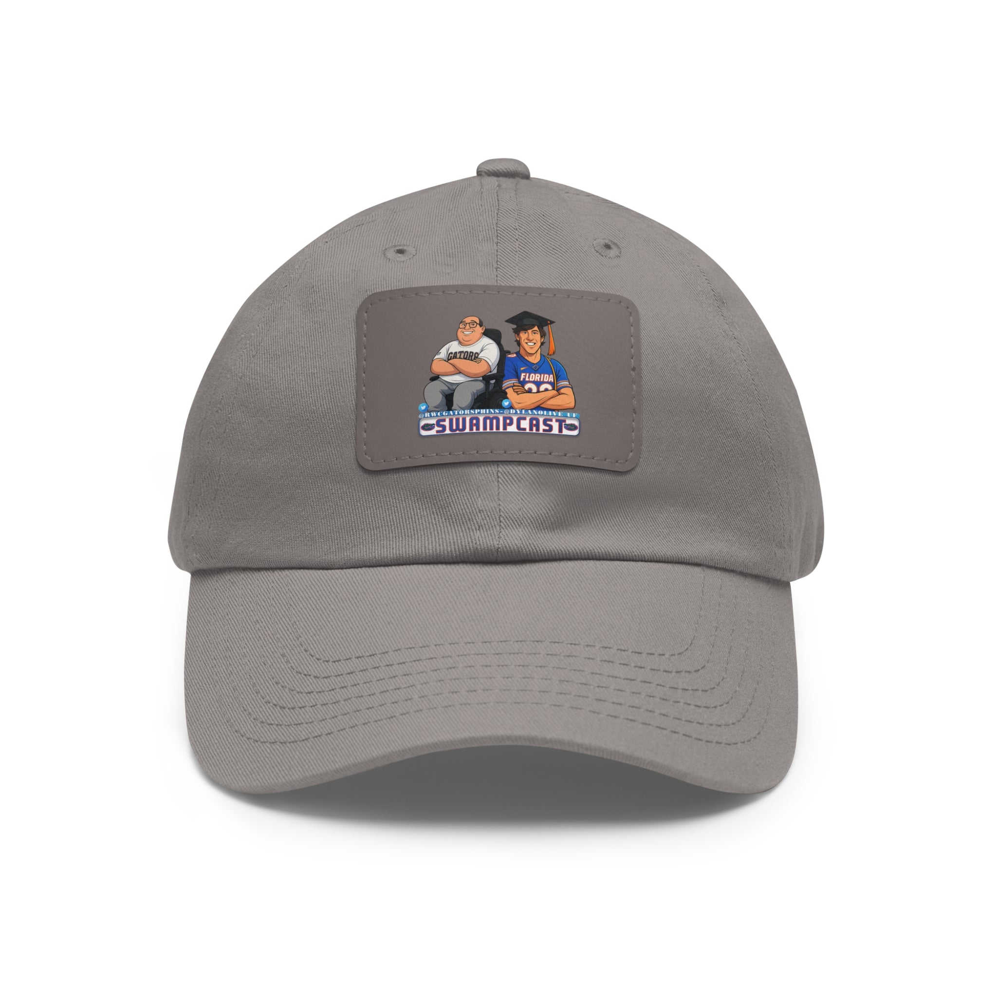 Swampcasts Leather Patch Dad Hat – Retro Sports Podcast Logo Cap