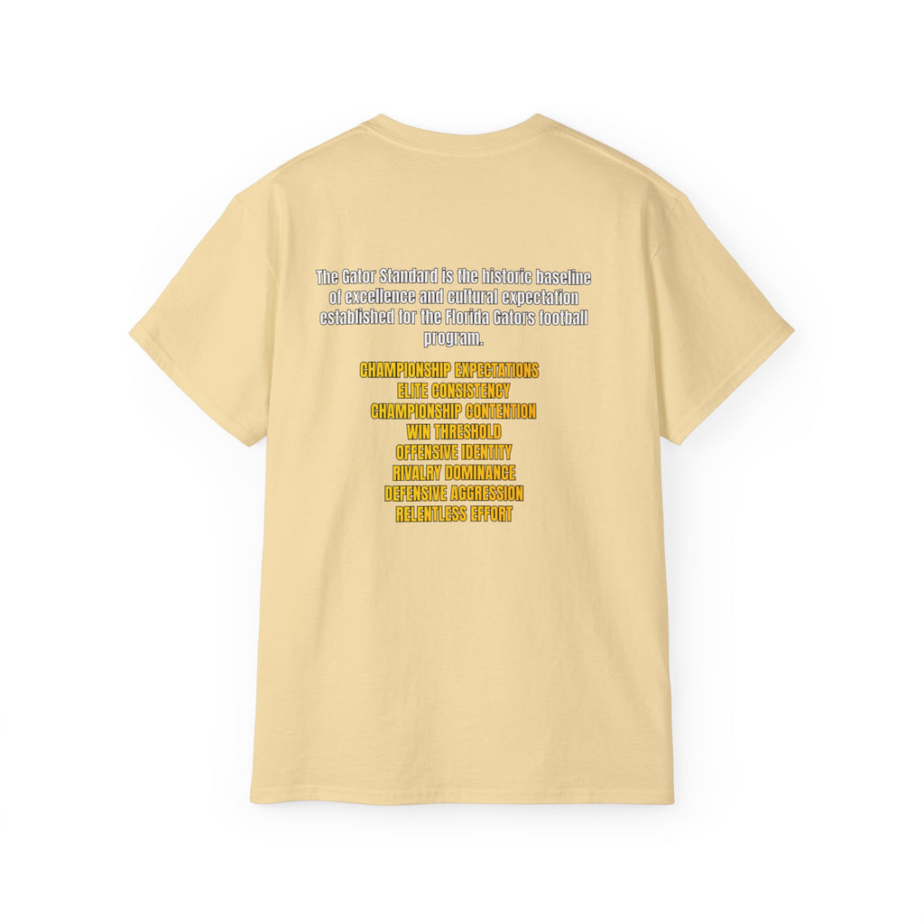 Unisex Gator Standard Shirt White and Yellow Letters on back