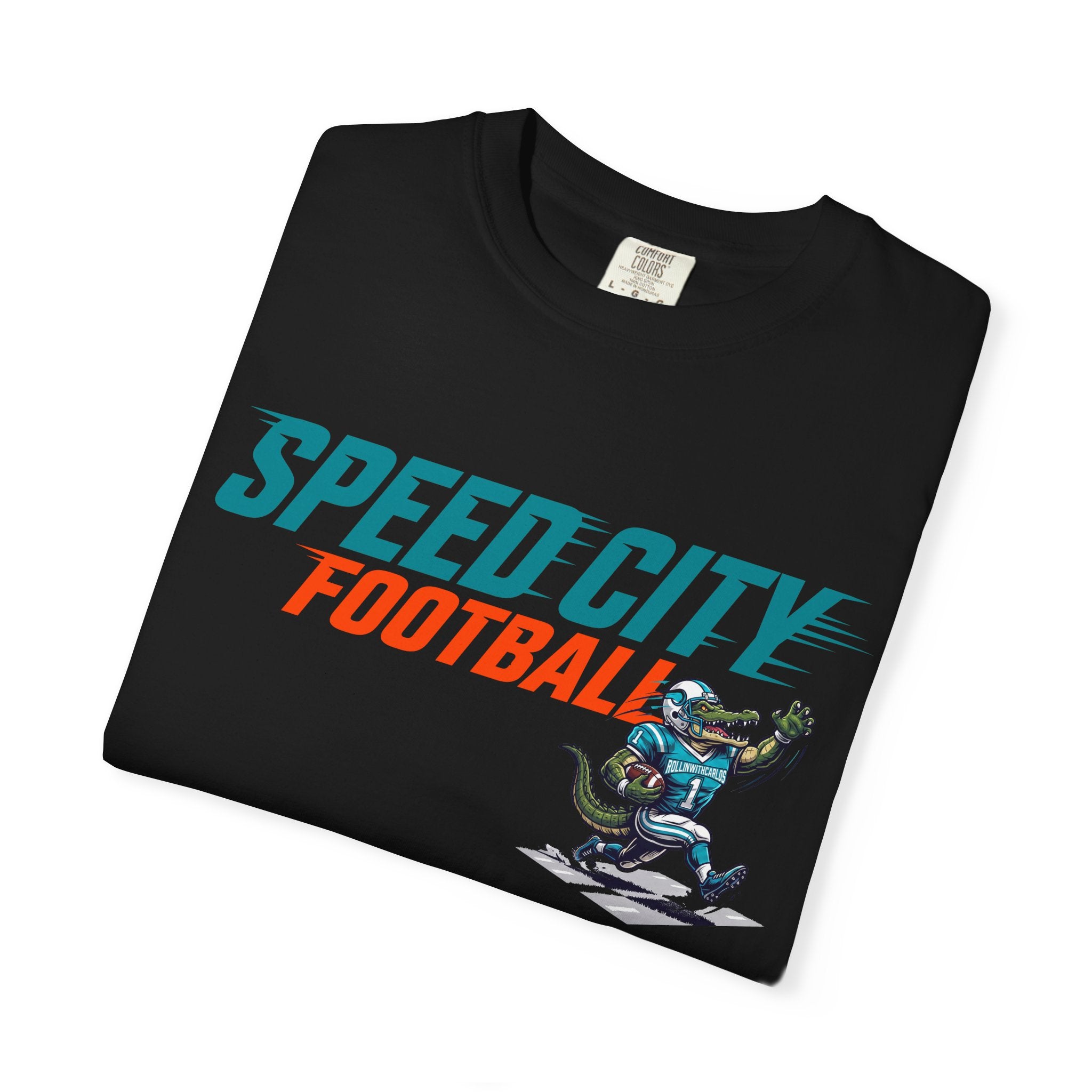 phins Speed City Football T-Shirt — Retro Mascot Football Tee