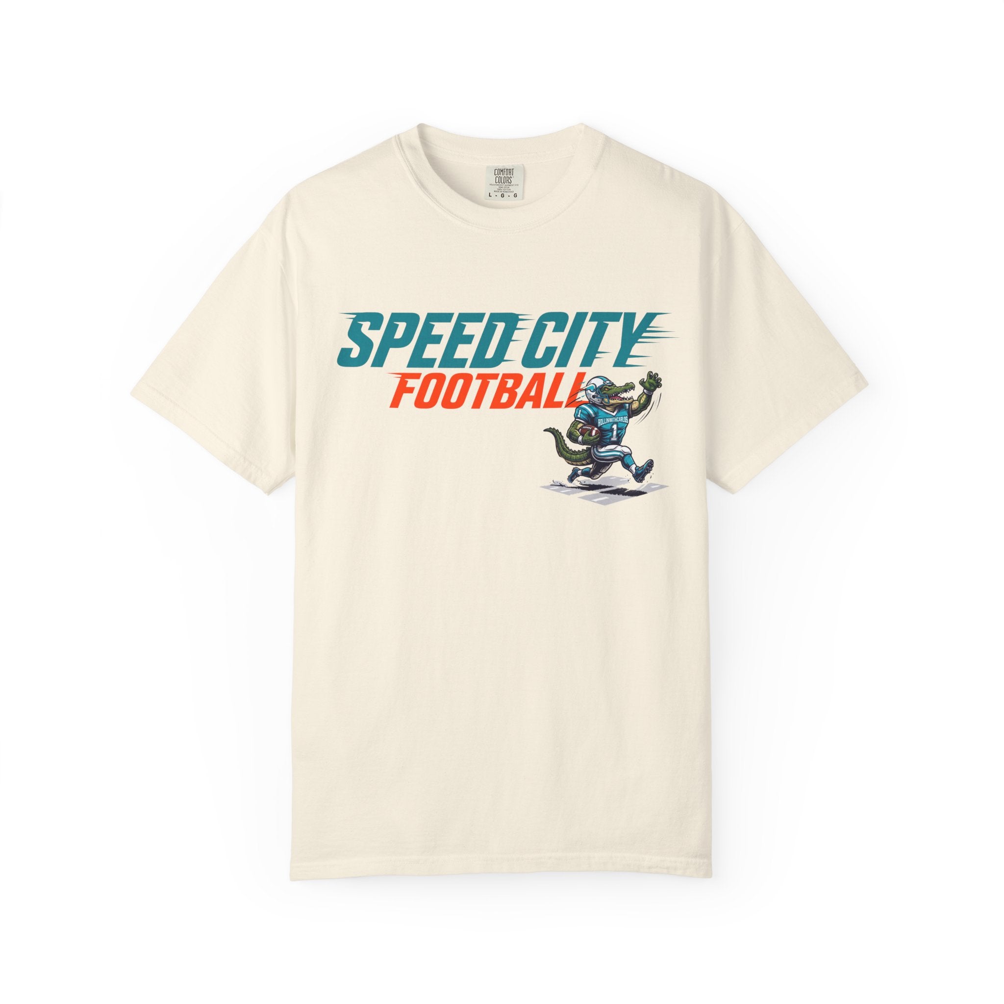 phins Speed City Football T-Shirt — Retro Mascot Football Tee