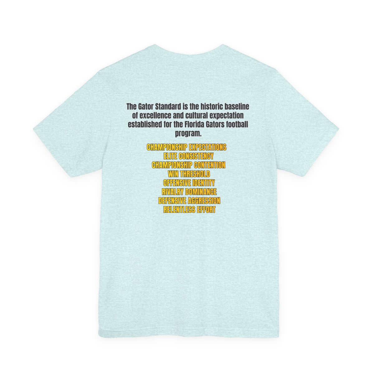 Gator Standard Unisex Shirt Black  and Yellow GS letters on back