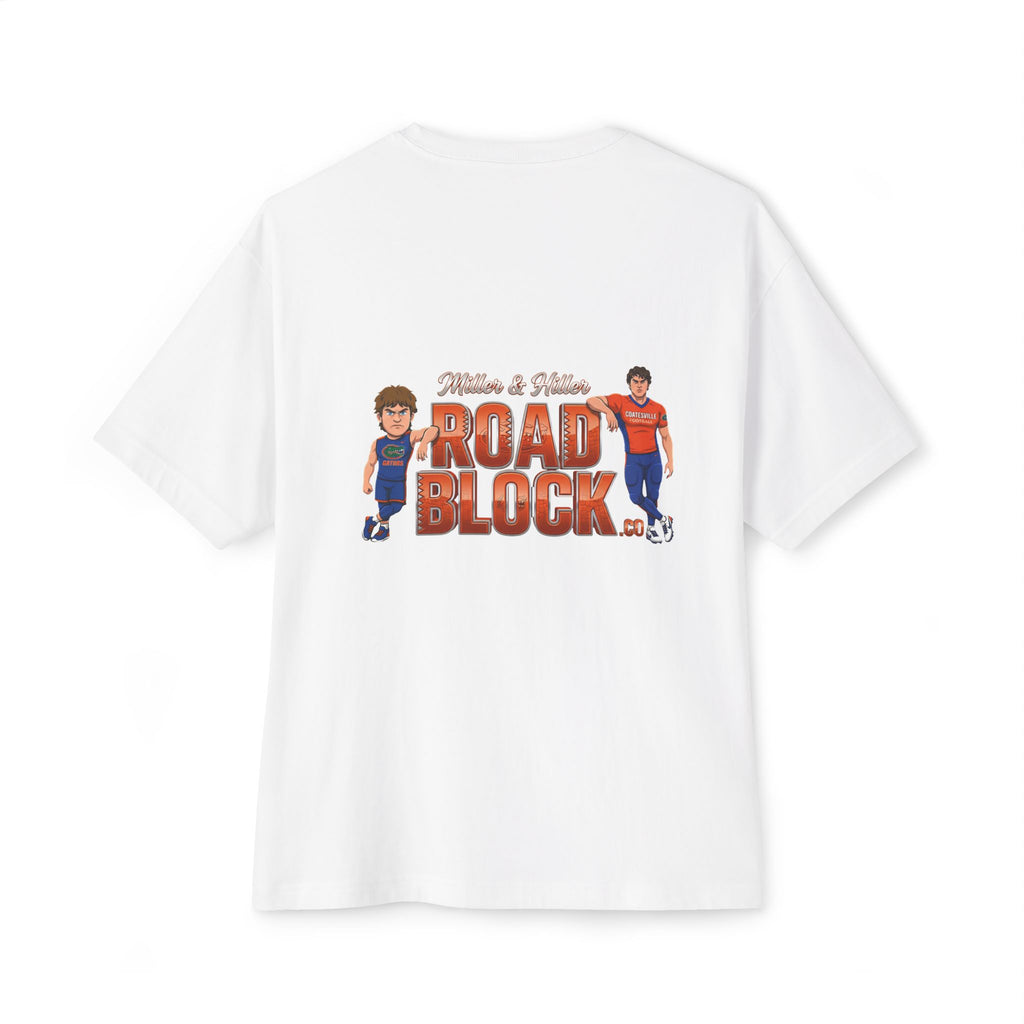 Roadblock Graphic Tee — 'Road Block' Cartoon Soccer Players Chest & Back Print
