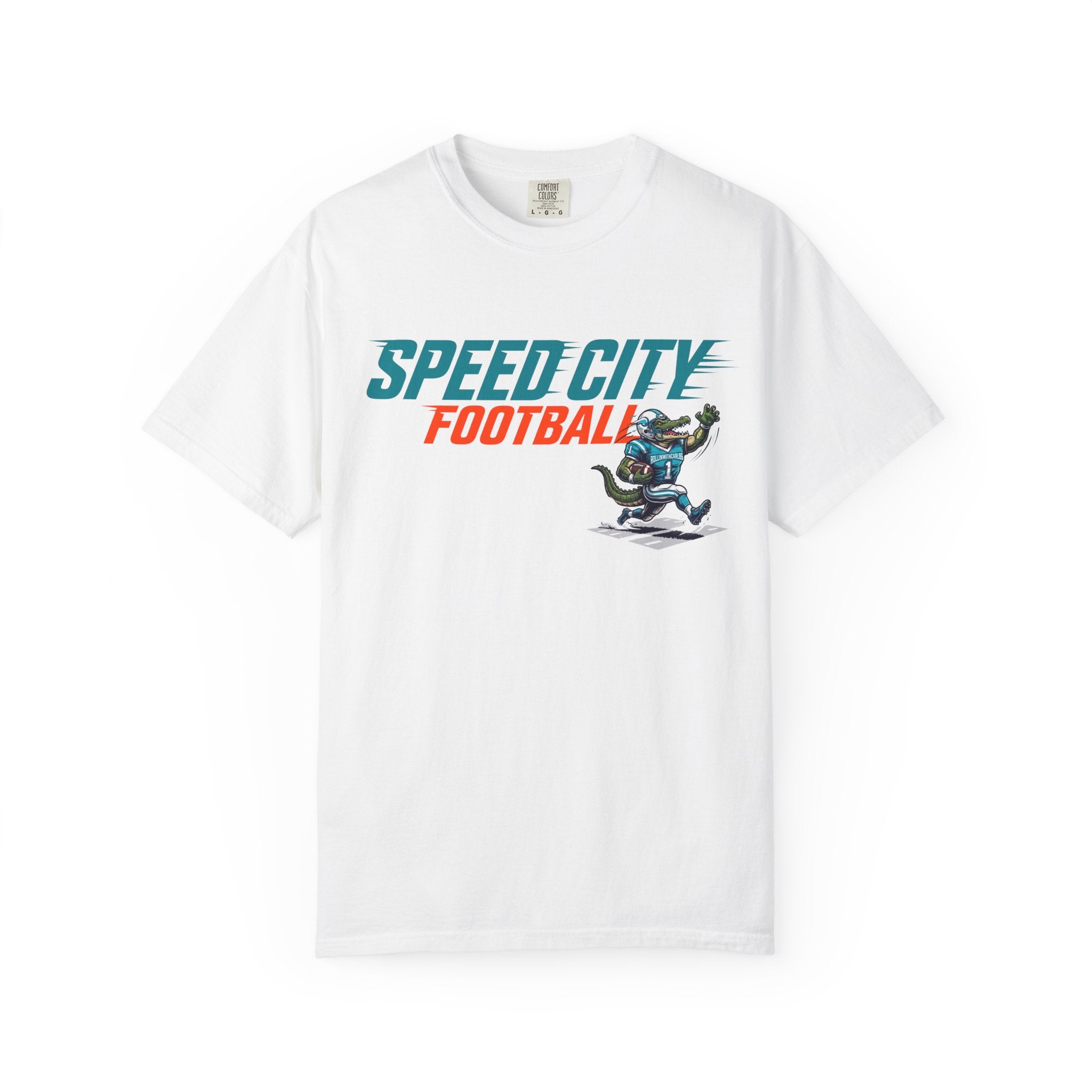 phins Speed City Football T-Shirt — Retro Mascot Football Tee