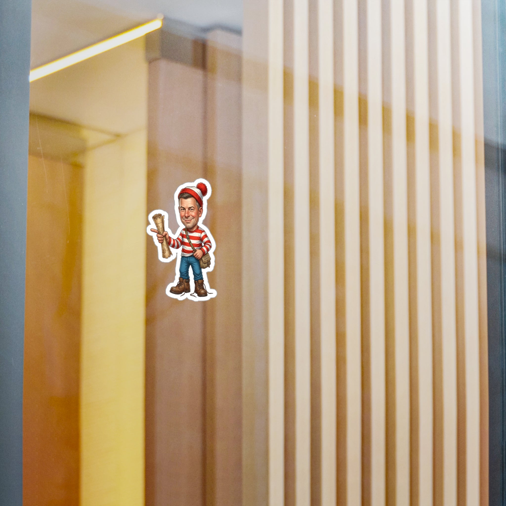 Kiss-Cut Vinyl Decal — Vintage Striped Elf Character Sticker