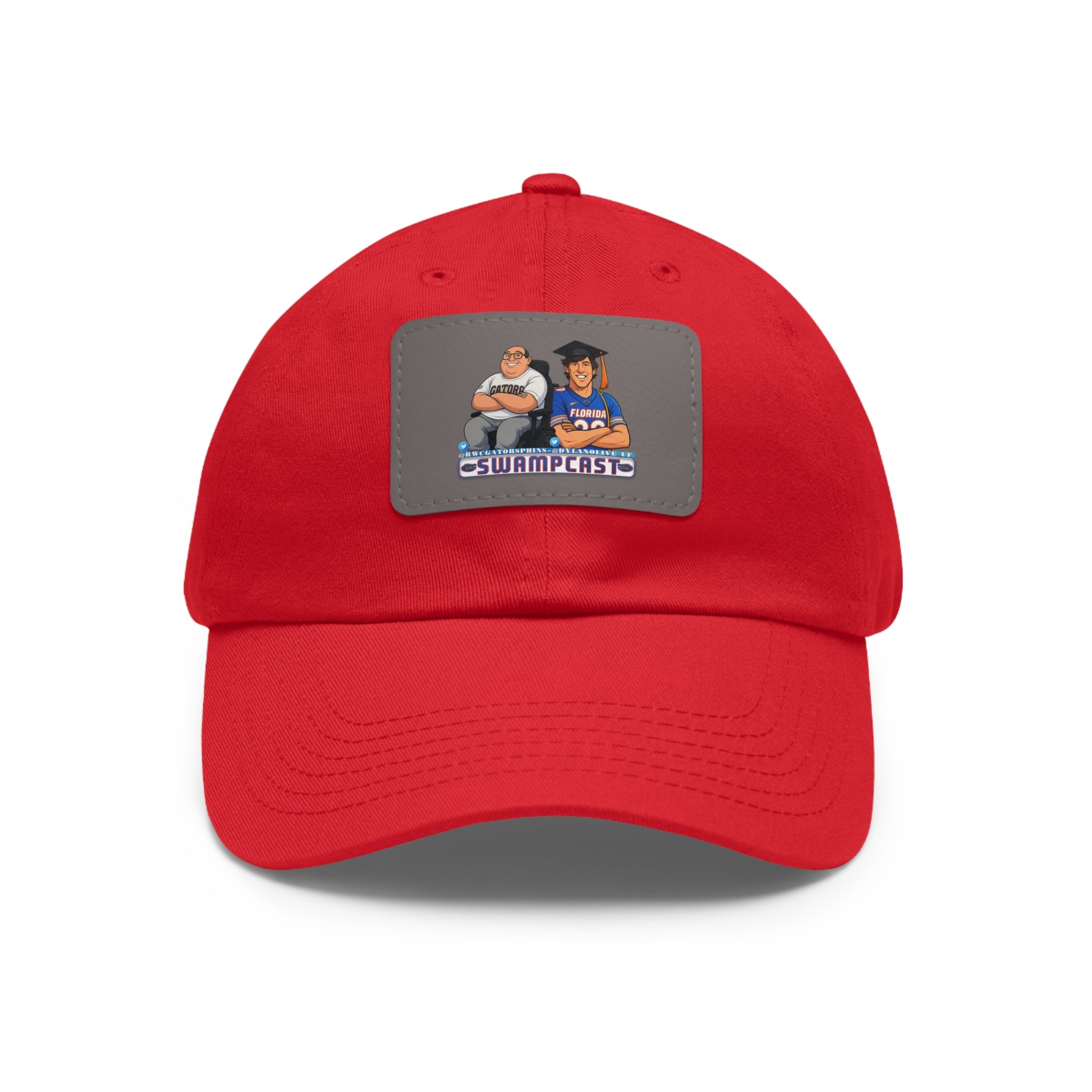 Swampcasts Leather Patch Dad Hat – Retro Sports Podcast Logo Cap