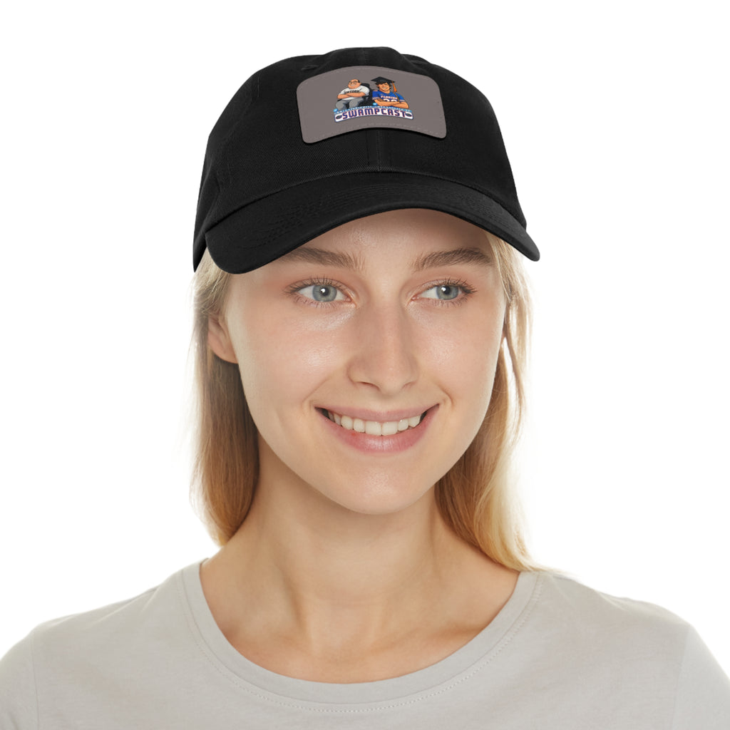 Swampcasts Leather Patch Dad Hat – Retro Sports Podcast Logo Cap