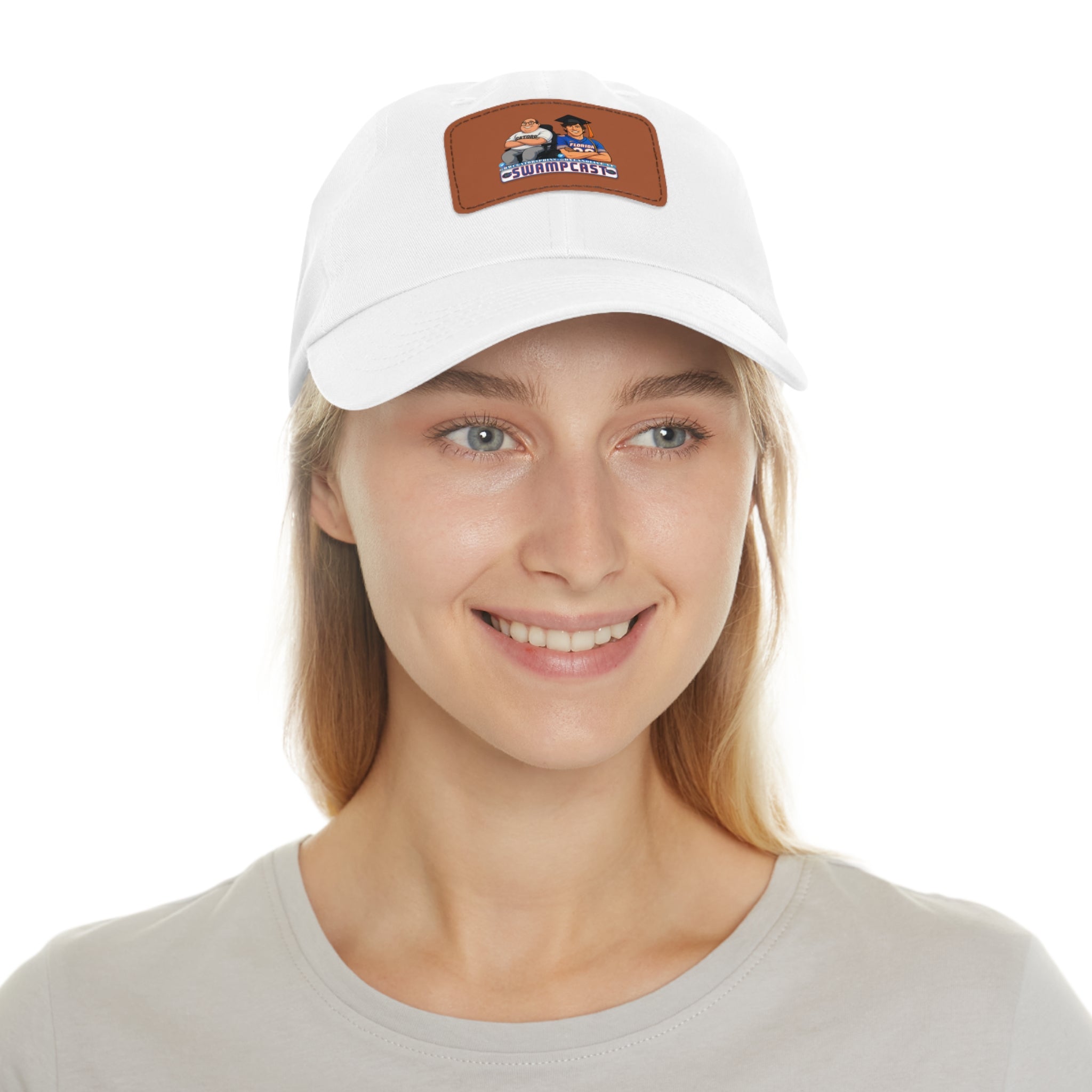 Swampcasts Leather Patch Dad Hat – Retro Sports Podcast Logo Cap