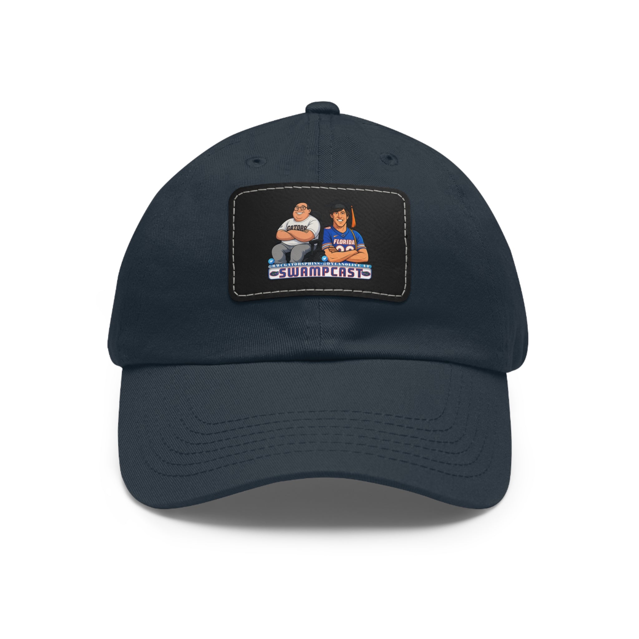 Swampcasts Leather Patch Dad Hat – Retro Sports Podcast Logo Cap