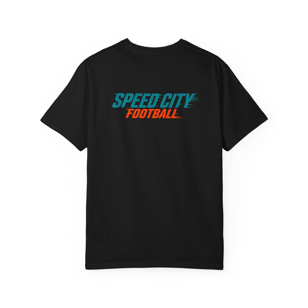 phins Speed City Football T-Shirt — Retro Mascot Football Tee