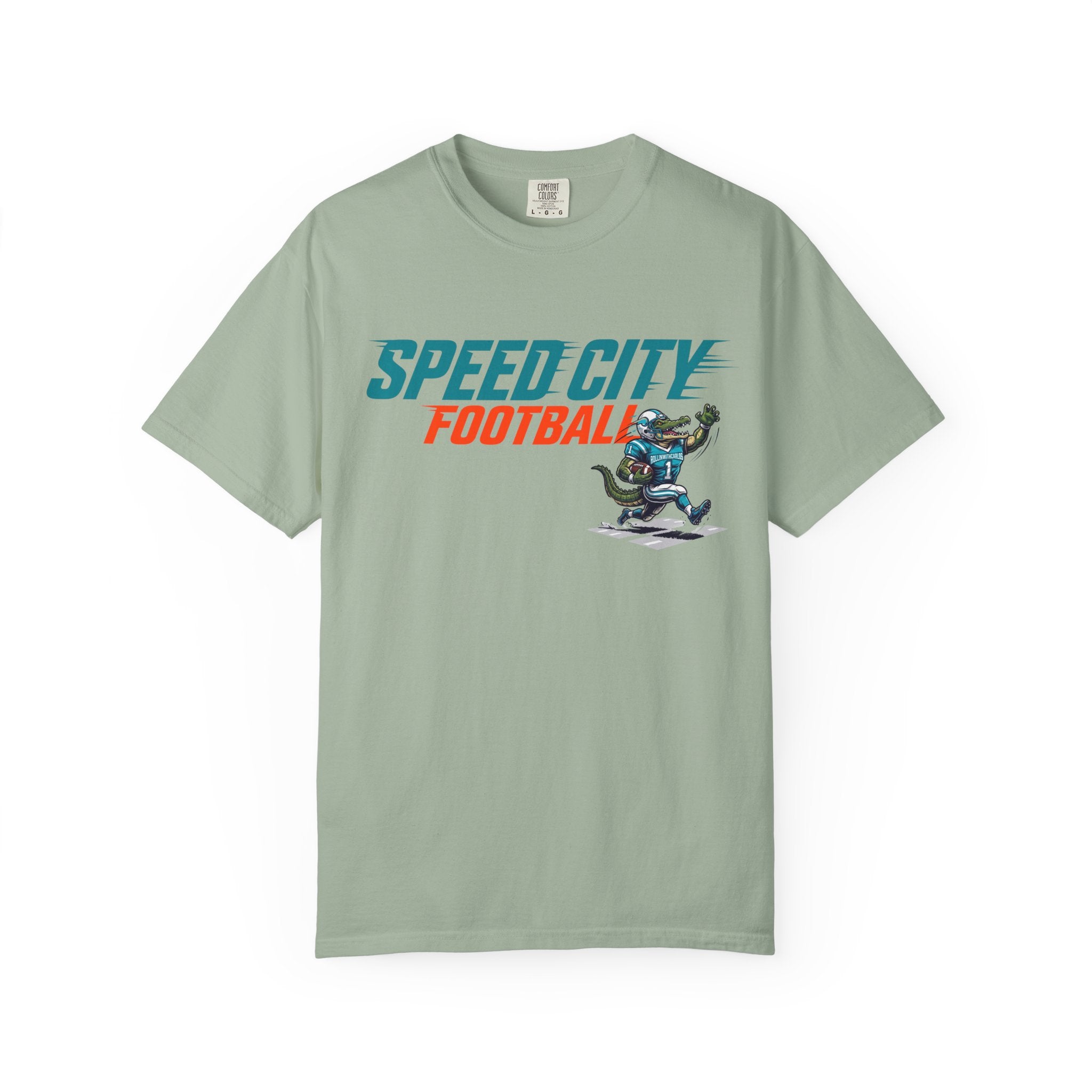phins Speed City Football T-Shirt — Retro Mascot Football Tee