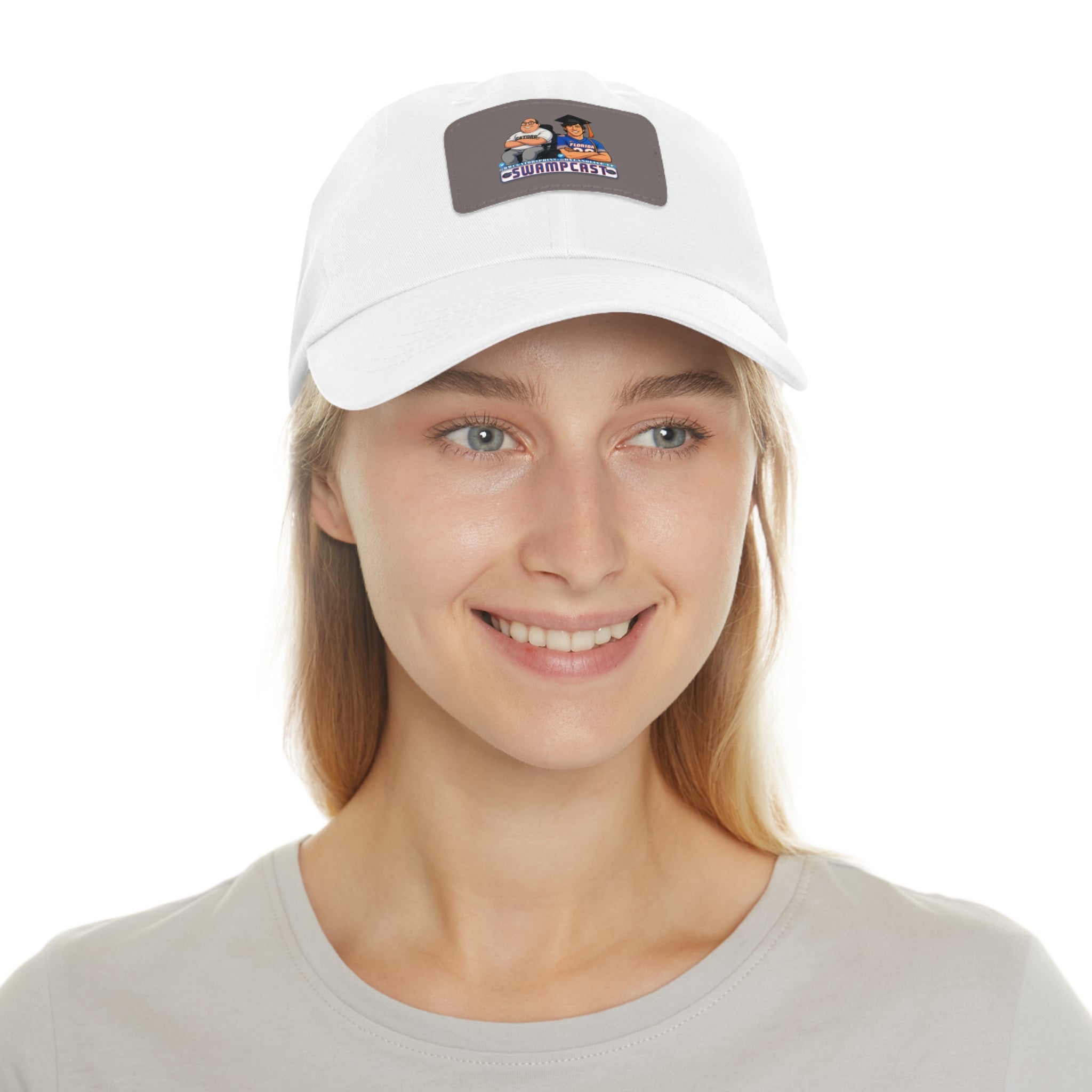 Swampcasts Leather Patch Dad Hat – Retro Sports Podcast Logo Cap