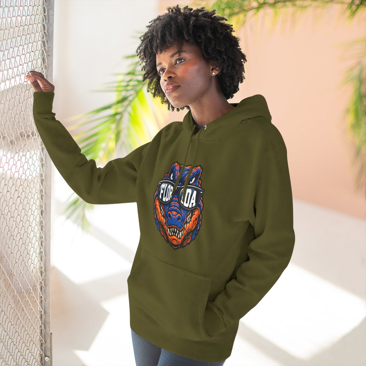 Florida Gator Face Hoodie - "In All Kinds of Weather" Graphic Fleece Pullover