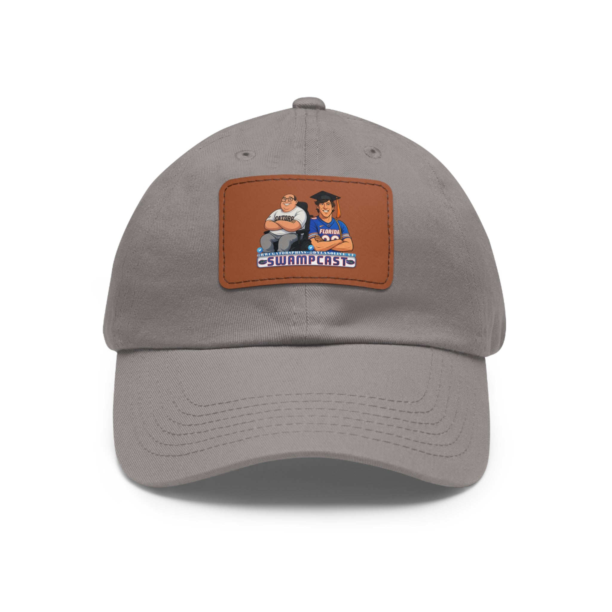 Swampcasts Leather Patch Dad Hat – Retro Sports Podcast Logo Cap