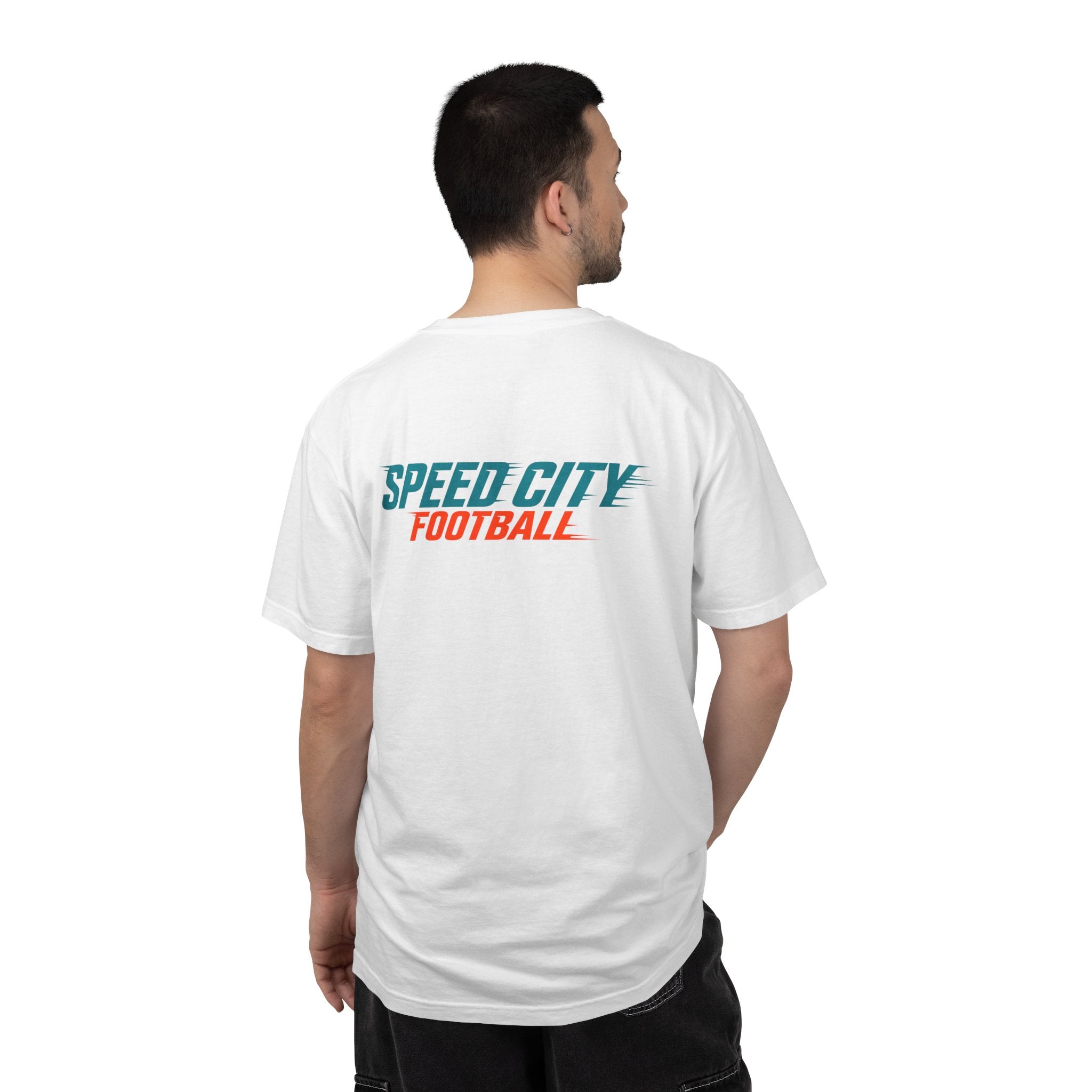 phins Speed City Football T-Shirt — Retro Mascot Football Tee