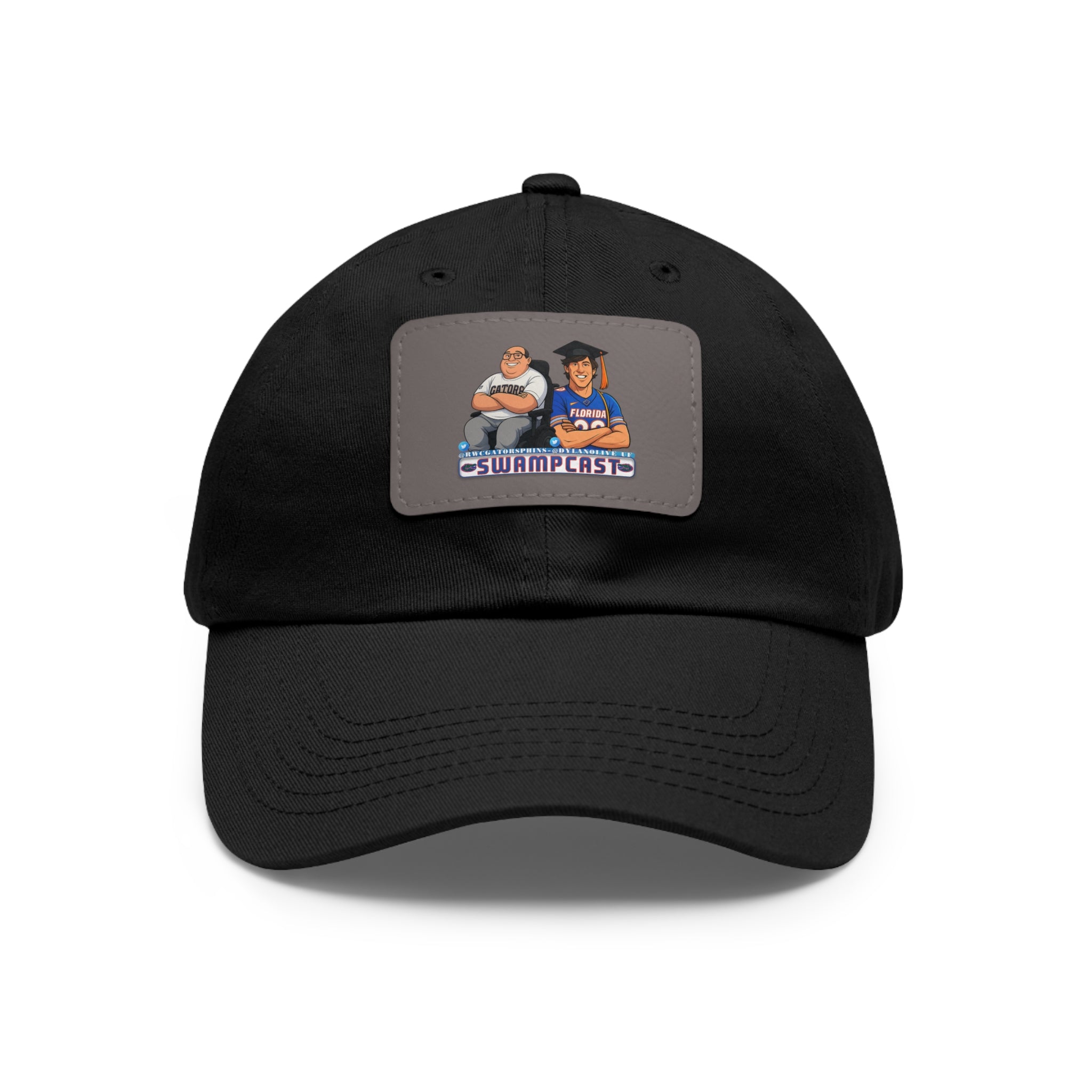 Swampcasts Leather Patch Dad Hat – Retro Sports Podcast Logo Cap