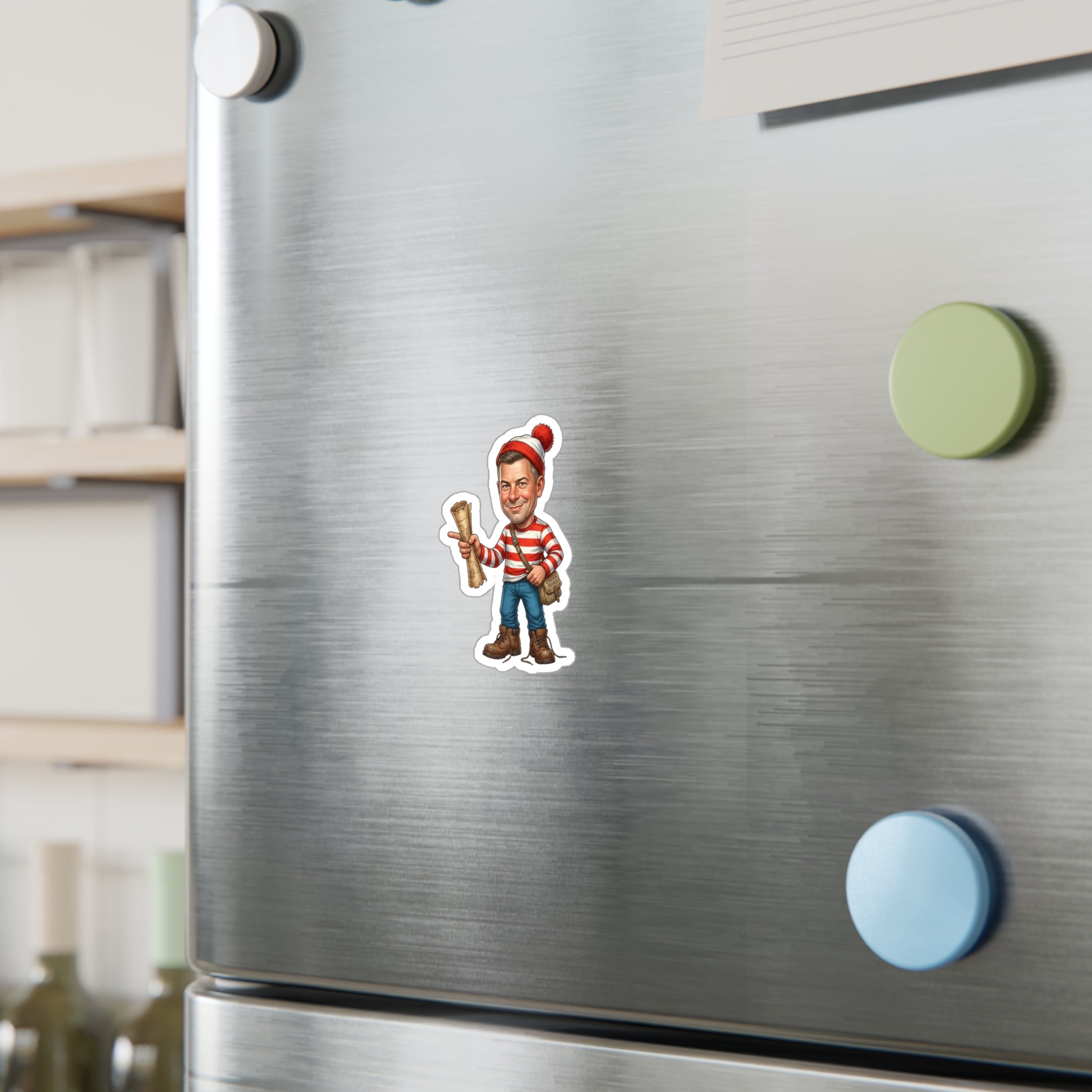 Kiss-Cut Vinyl Decal — Vintage Striped Elf Character Sticker
