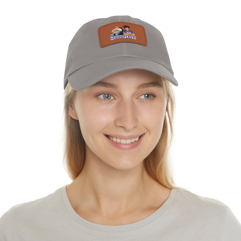 Swampcasts Leather Patch Dad Hat – Retro Sports Podcast Logo Cap