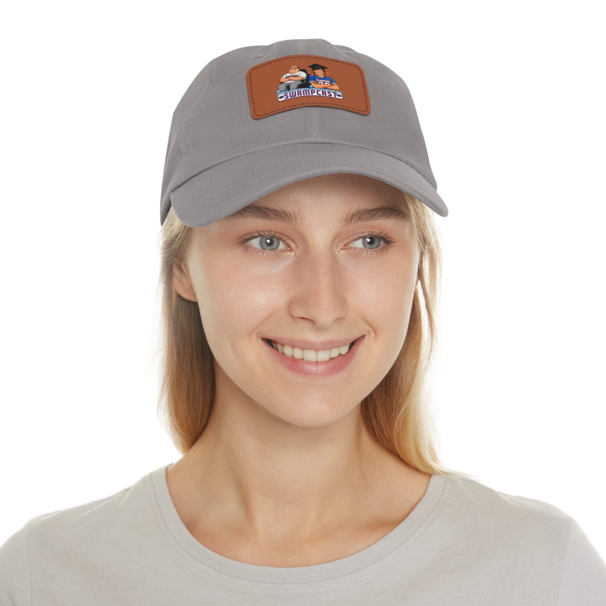 Swampcasts Leather Patch Dad Hat – Retro Sports Podcast Logo Cap